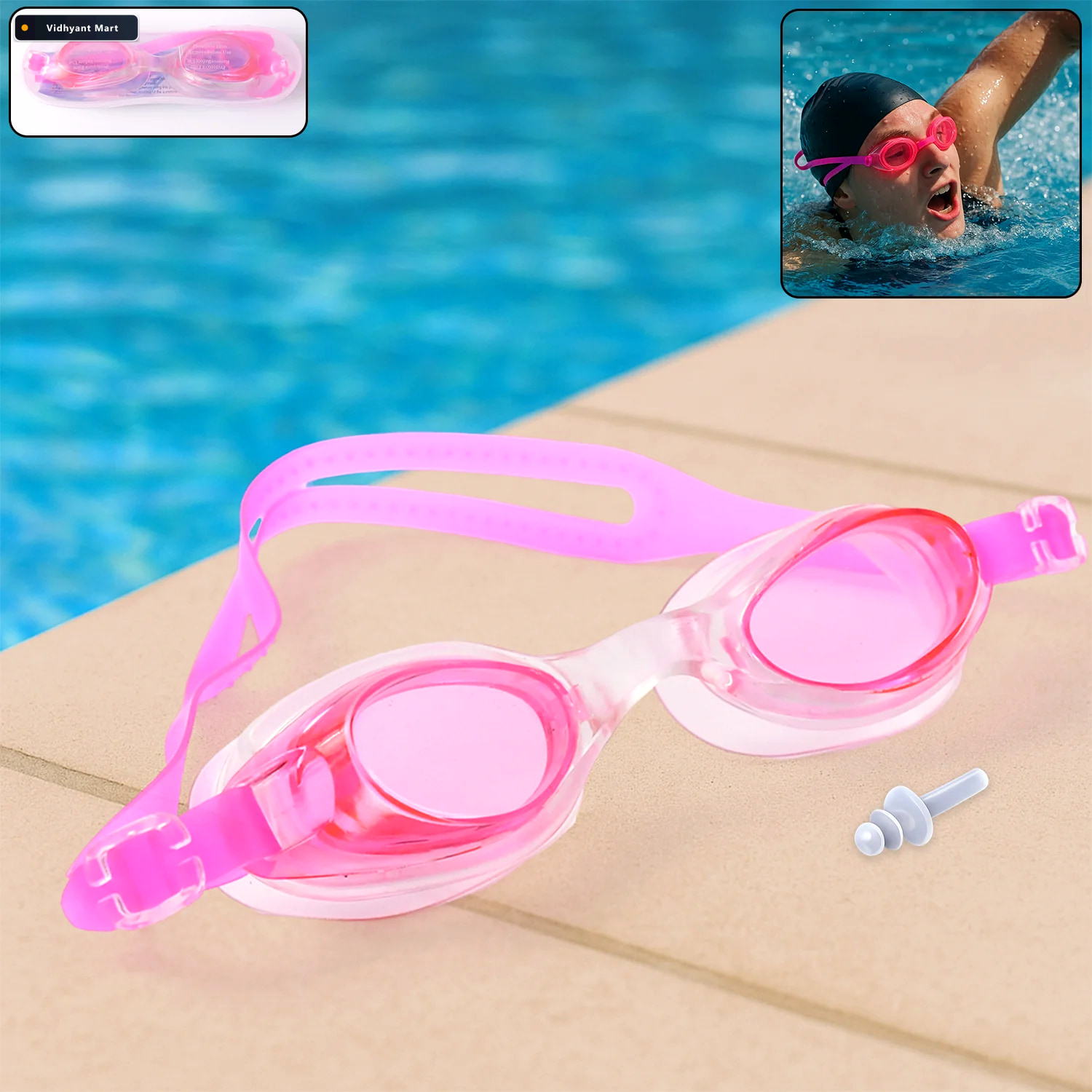 Vidhyant Mart Adjustable Swimming Goggles For Kids Clear Vision 2