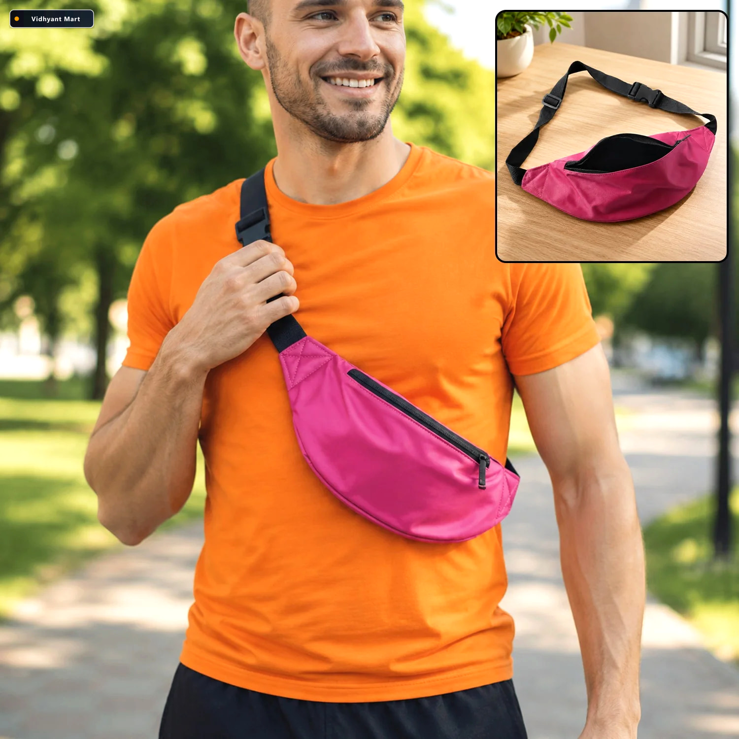 Vidhyant Mart Adjustable Travel Waist Bag Secure Zipper Lightwei 1