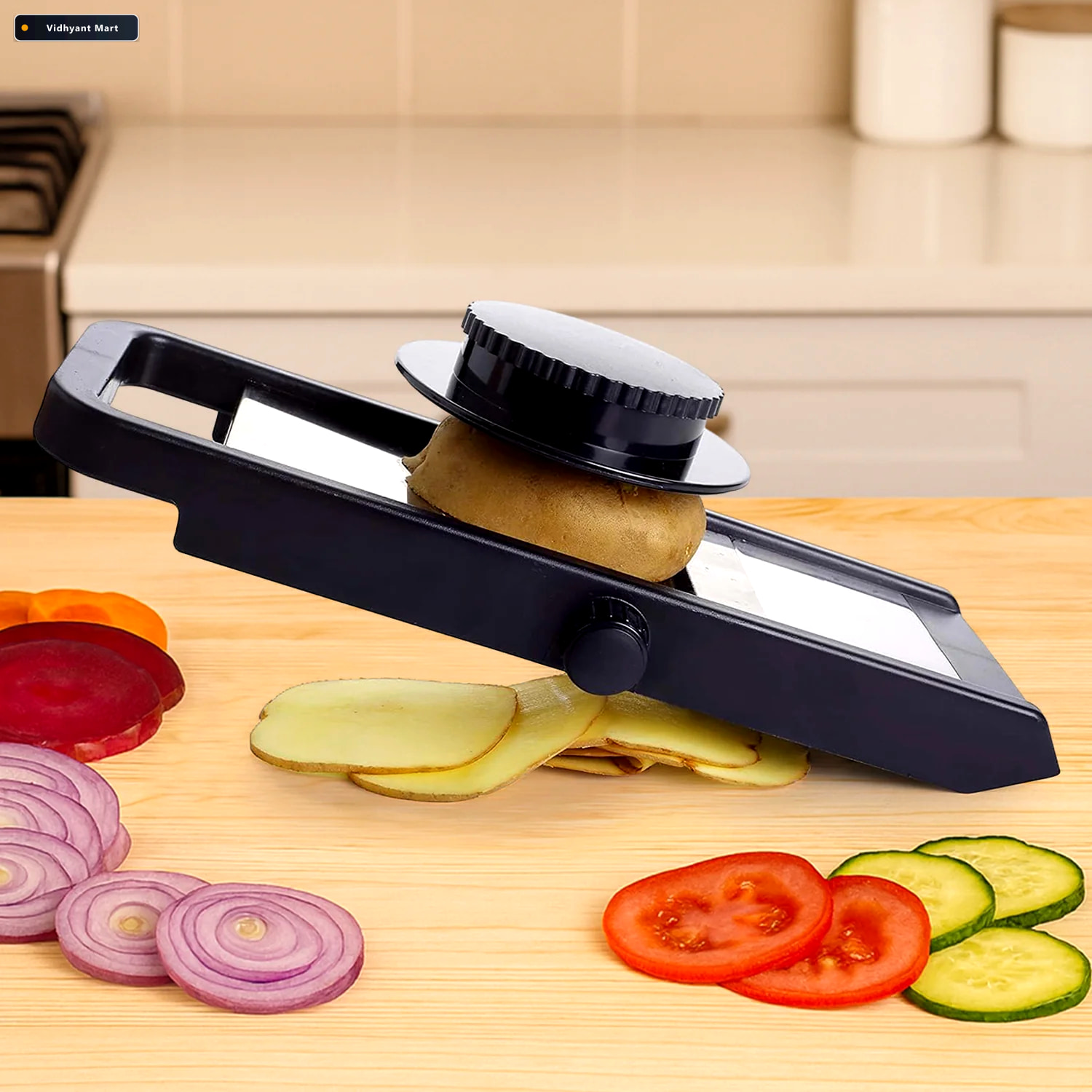 Vidhyant Mart Adjustable Vegetable Slicer Sharp Stainless Steel 2