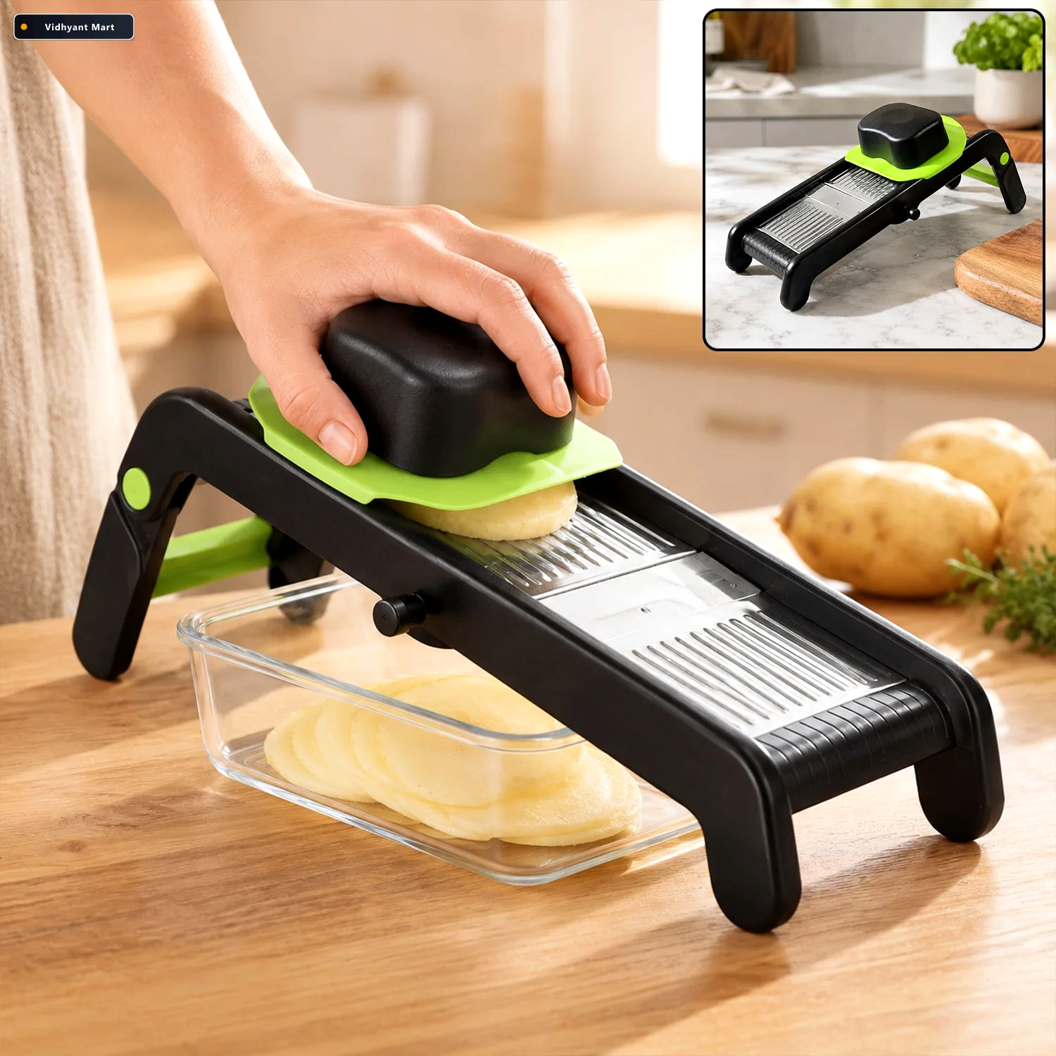 Vidhyant Mart Adjustable Vegetable Slicer Supreme Precision Stai 1