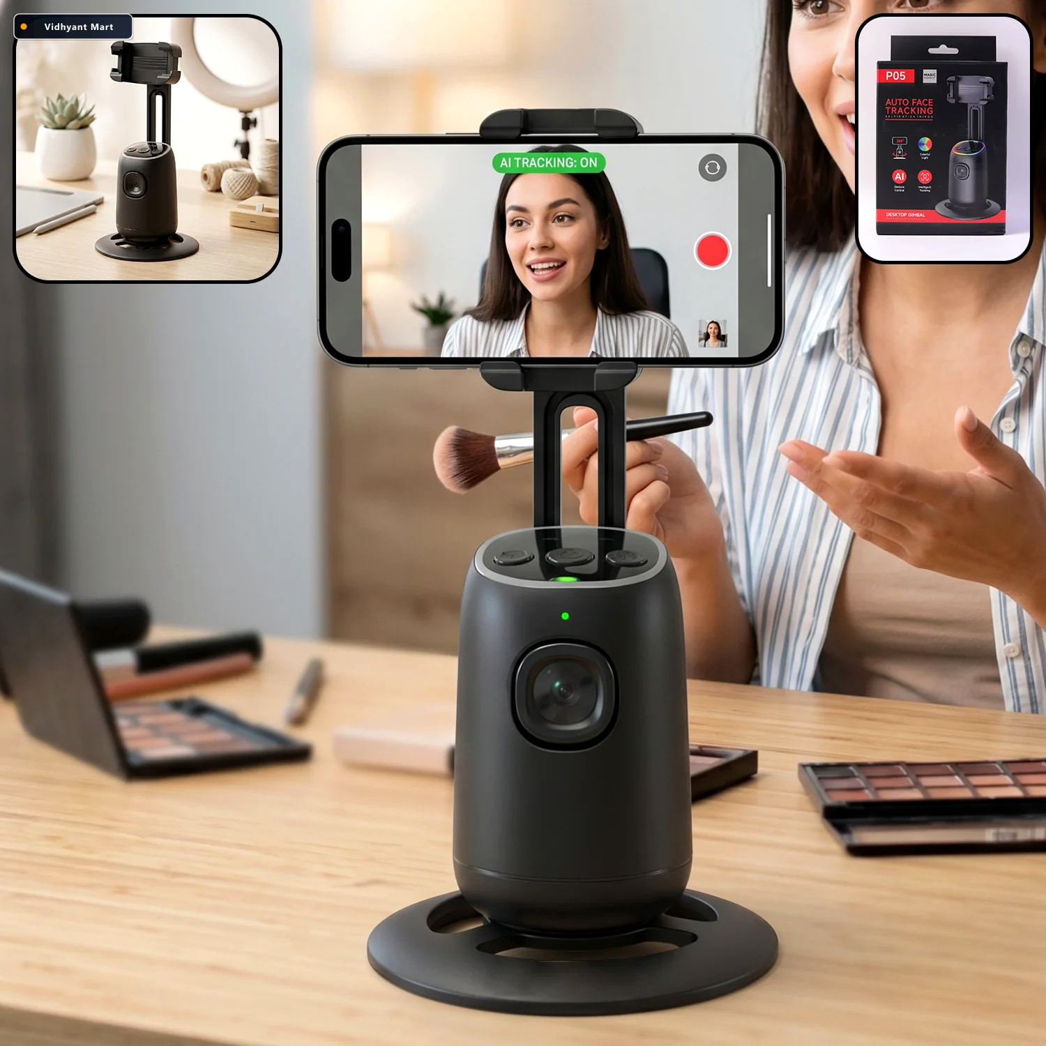 Vidhyant Mart Ai Face Tracking Mobile Holder Hands Free 360 Vide 1