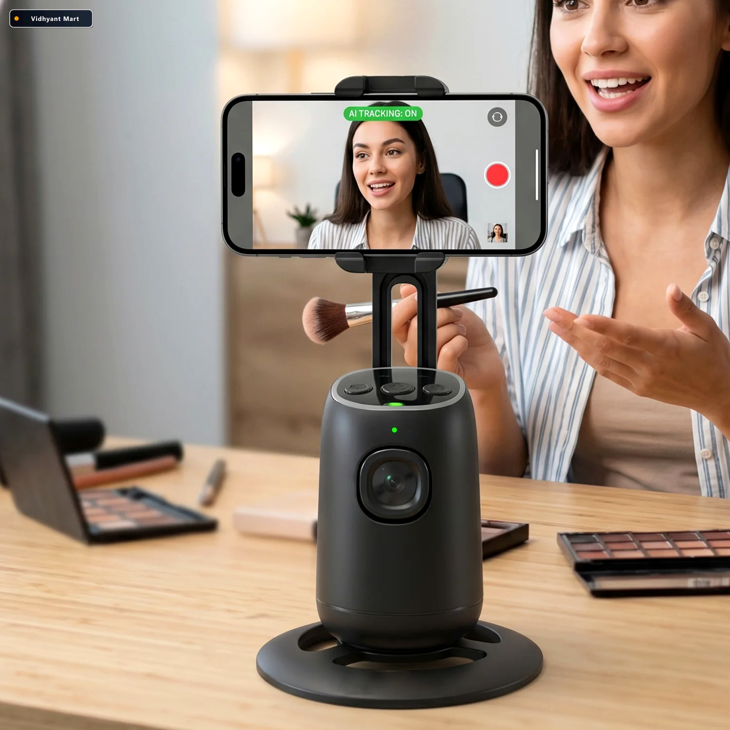 Vidhyant Mart Ai Face Tracking Mobile Holder Hands Free 360 Vide 2
