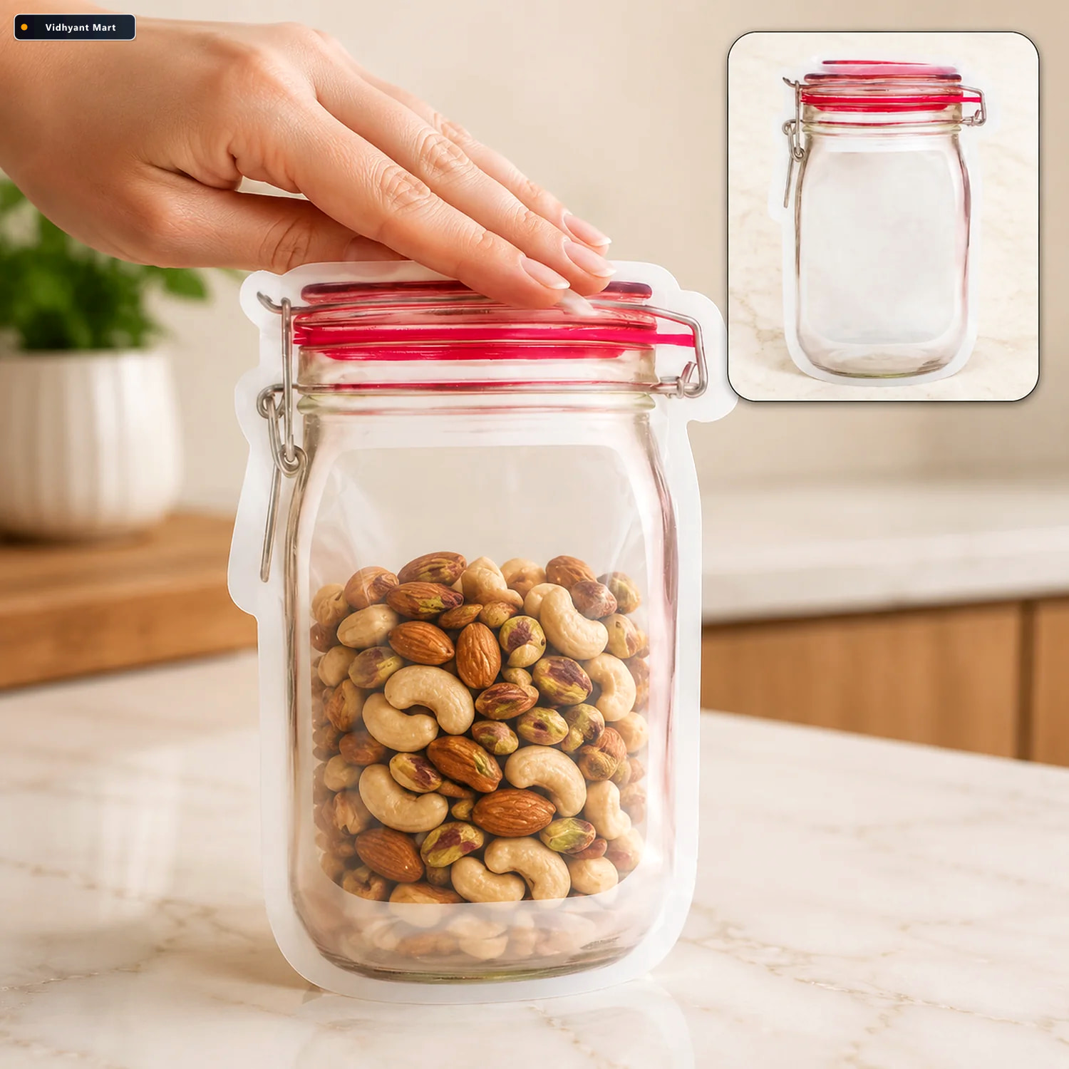 Vidhyant Mart Airtight Food Storage Bag Reusable Zipper Pouch 50 1