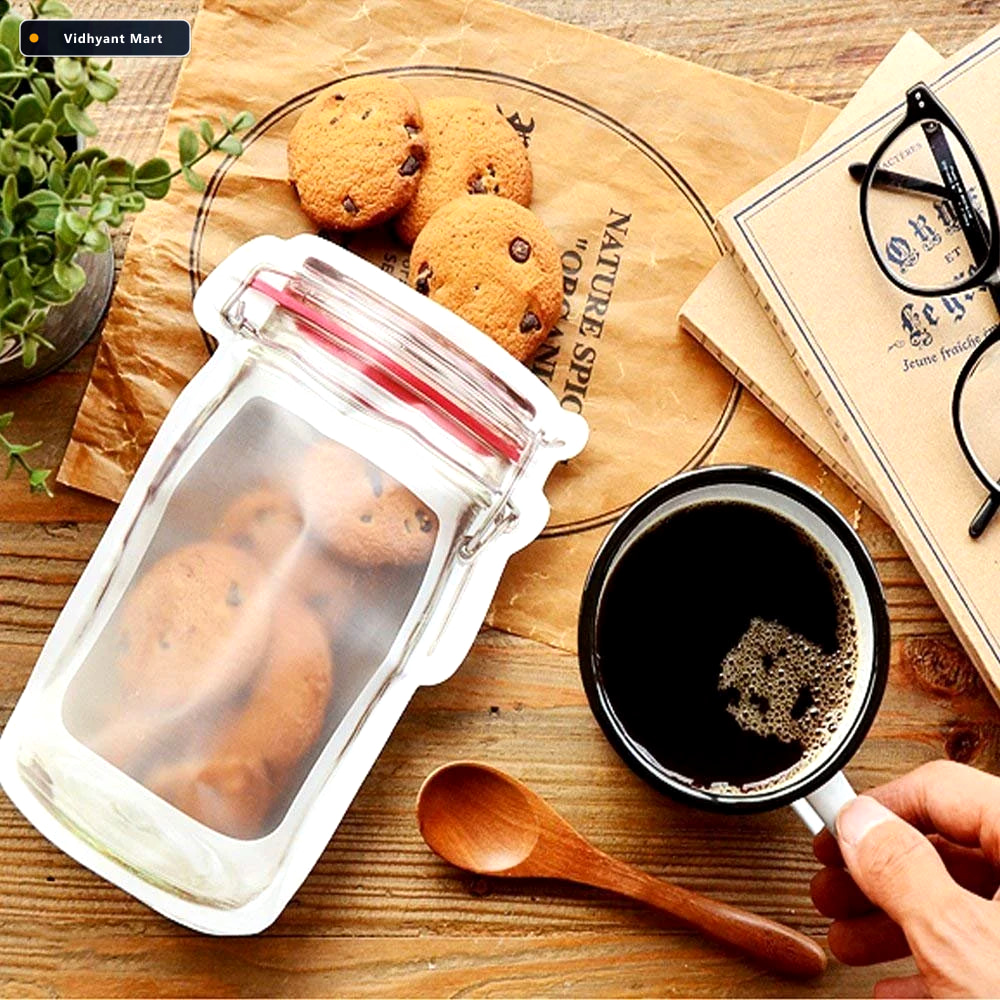 Vidhyant Mart Airtight Food Storage Bag Reusable Zipper Pouch 50 4