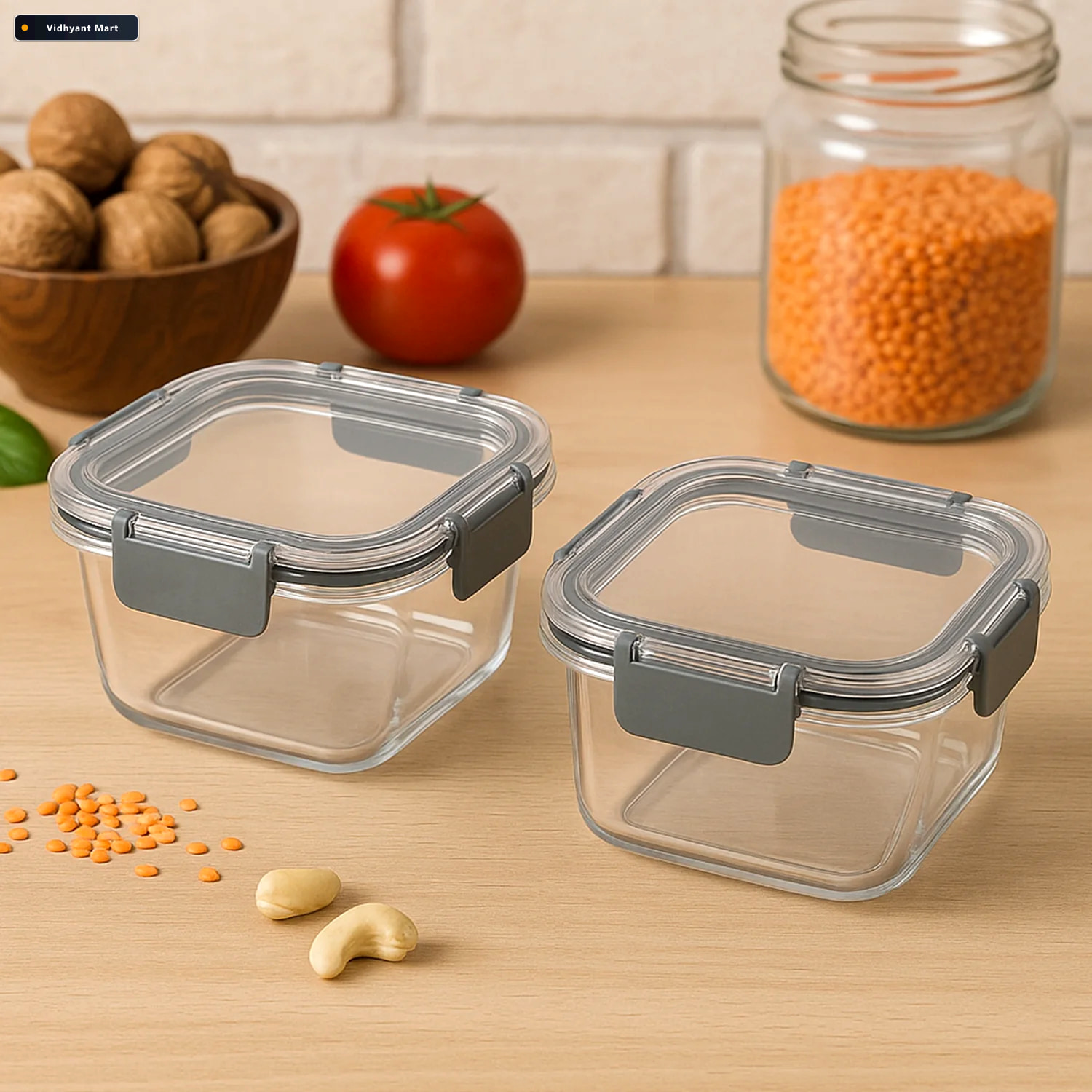 Vidhyant Mart Airtight Food Storage Containers 2pc 540ml Press N 1