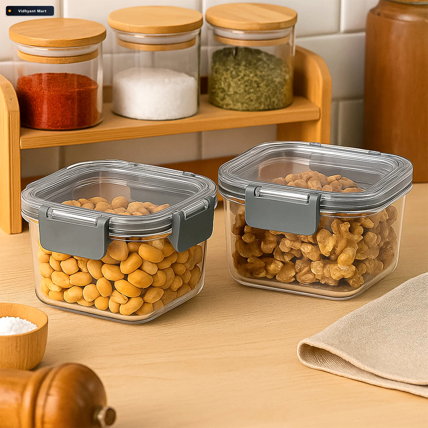 Vidhyant Mart Airtight Food Storage Containers 2pc 540ml Press N 2