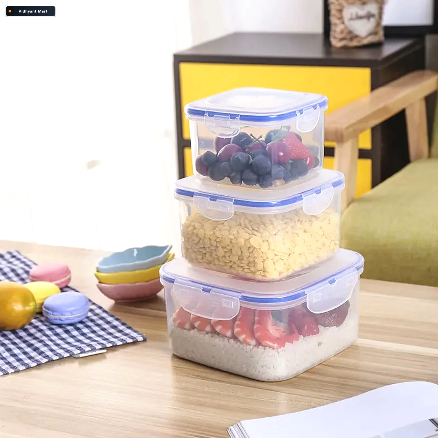 Vidhyant Mart Airtight Kitchen Storage Container 3 Pc Food Grade 4