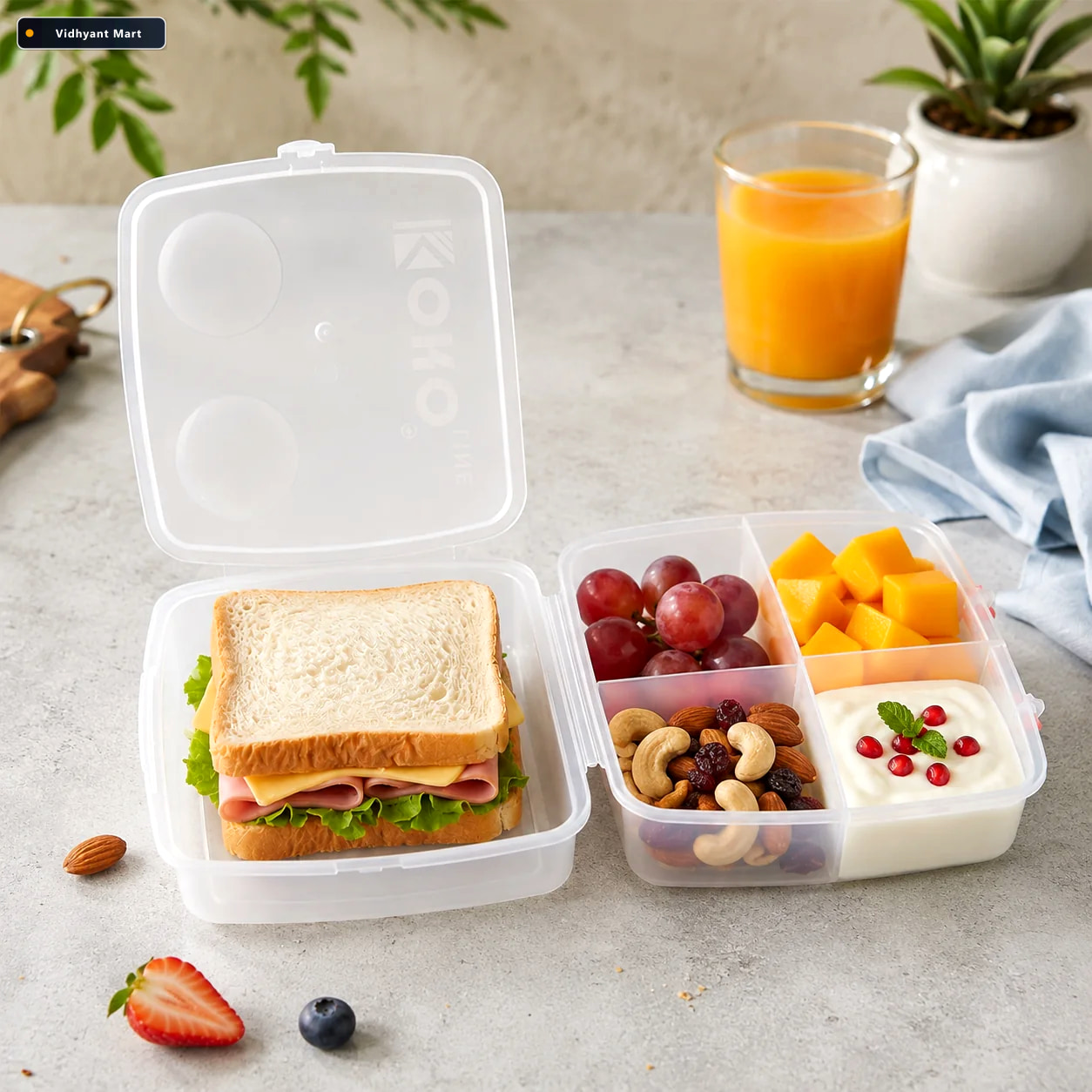 Vidhyant Mart Airtight Multi Compartment Lunch Box 1400 Ml Capac 1
