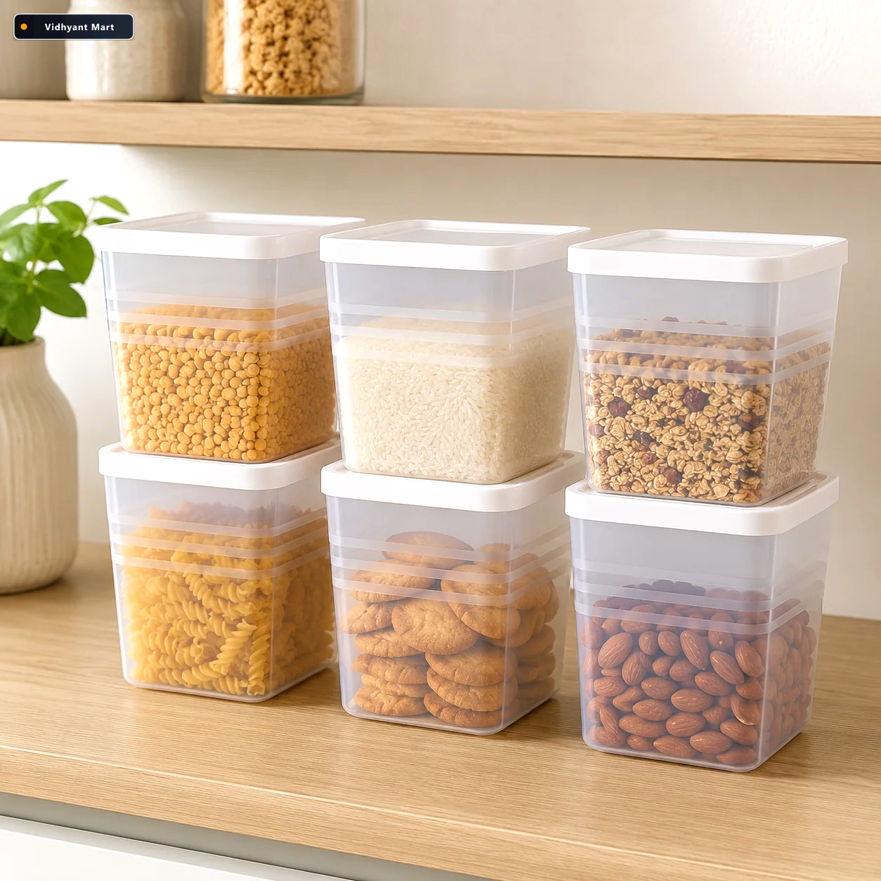 Vidhyant Mart Airtight Square Plastic Food Storage Container Set 1