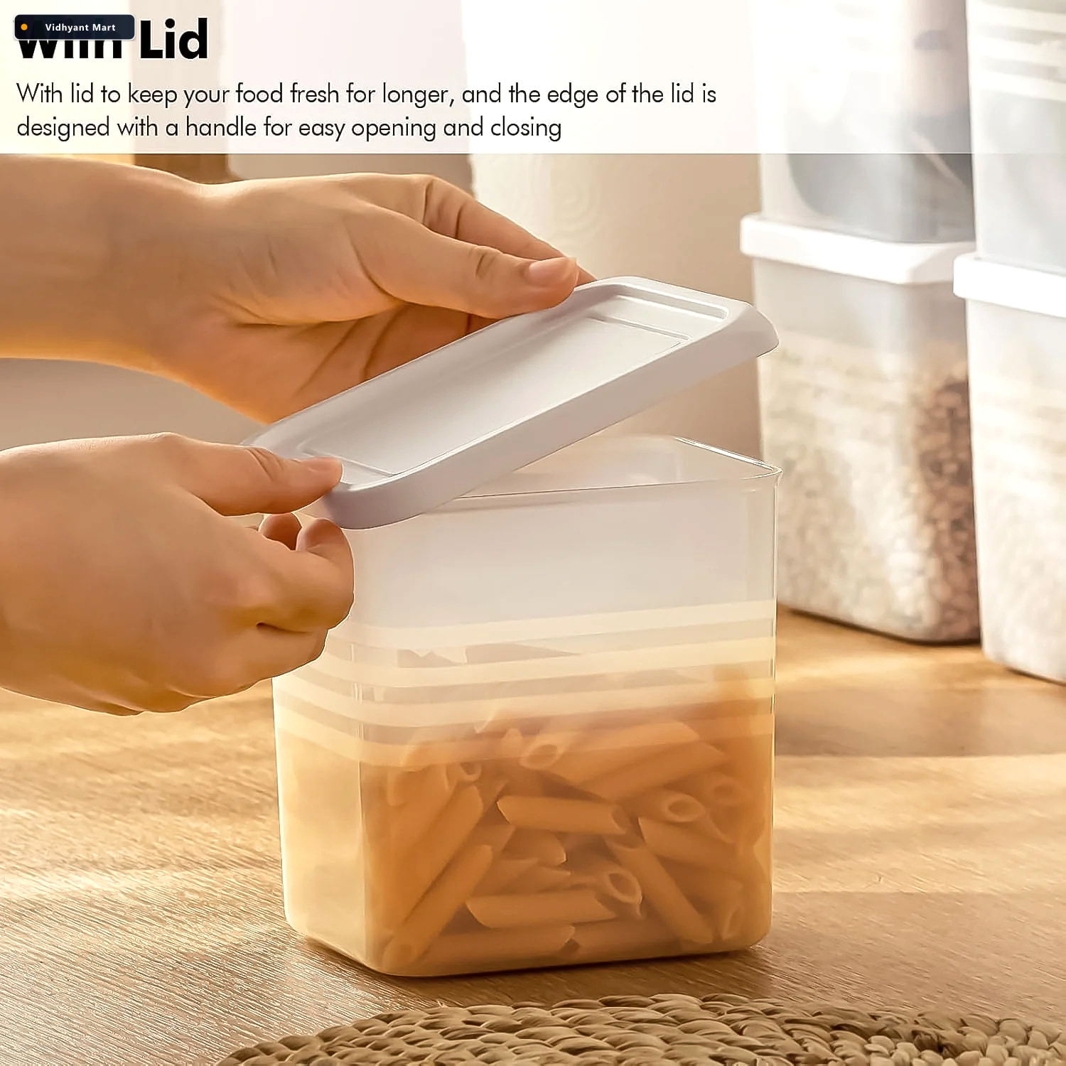 Vidhyant Mart Airtight Square Plastic Food Storage Container Set 4