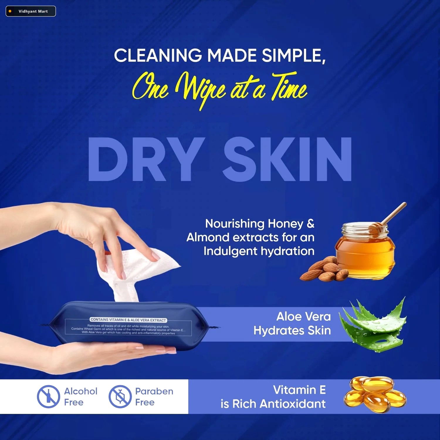 Vidhyant Mart Alcohol Free Wet Wipes Gentle Facial Body Cleansin 3