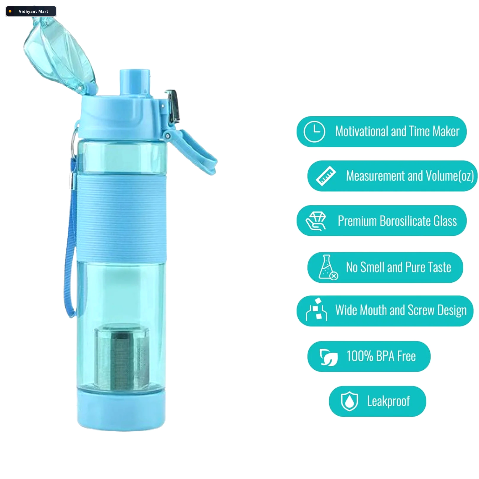 Vidhyant Mart Alkaline Water Bottle Food Grade Plastic Portable 5