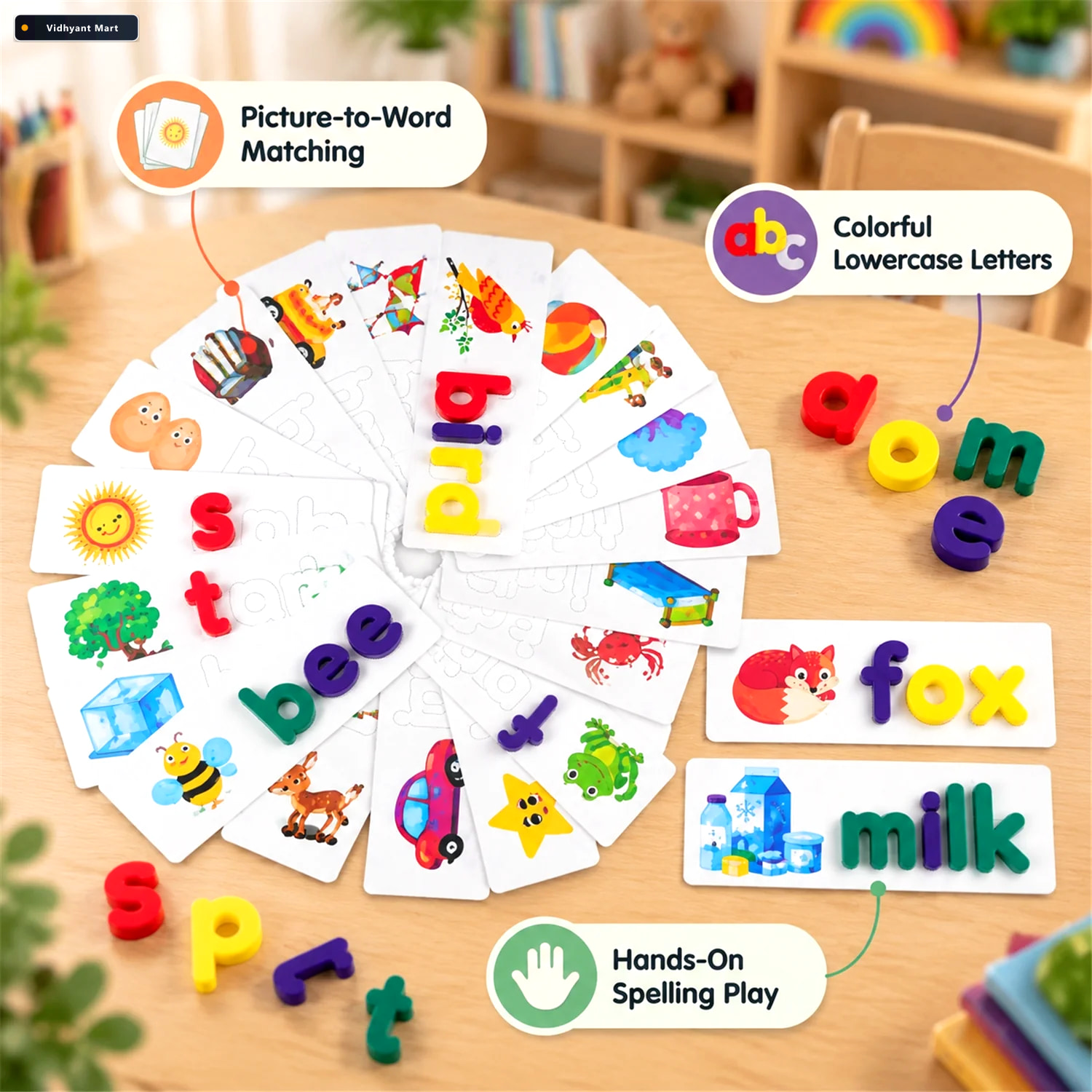 Vidhyant Mart Alphabet Word Puzzle Cards With Lowercase Letters 3