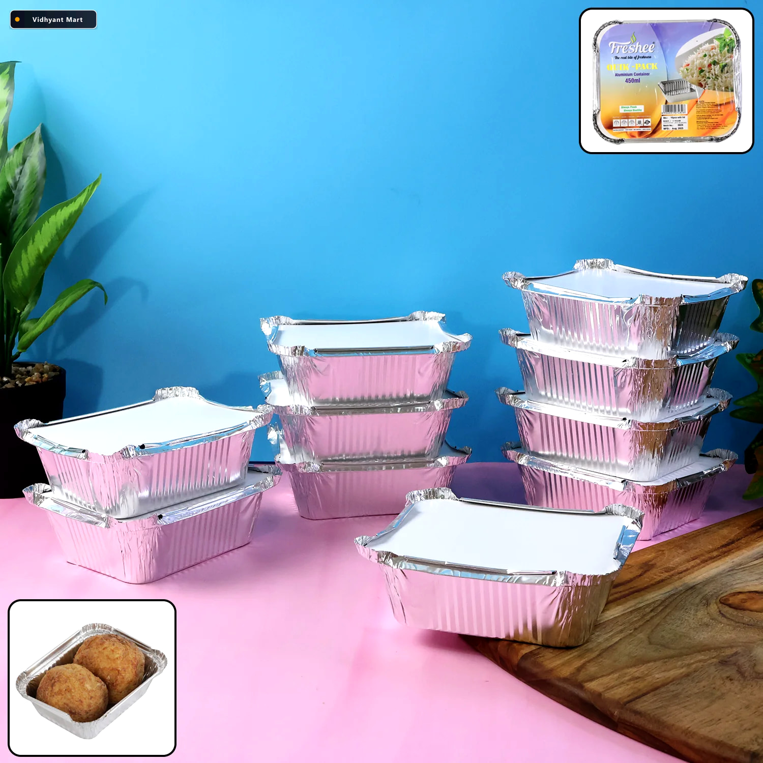 Vidhyant Mart Aluminium Food Container With Lid 450 Ml Leak Resi 1