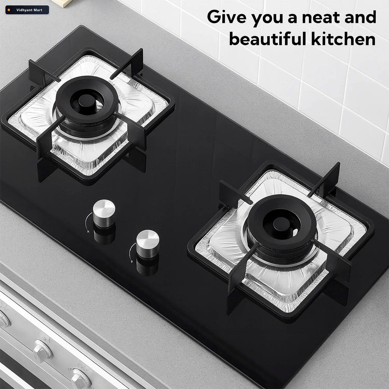 Vidhyant Mart Aluminium Gas Stove Protector Covers 10 Pc Disposa 1