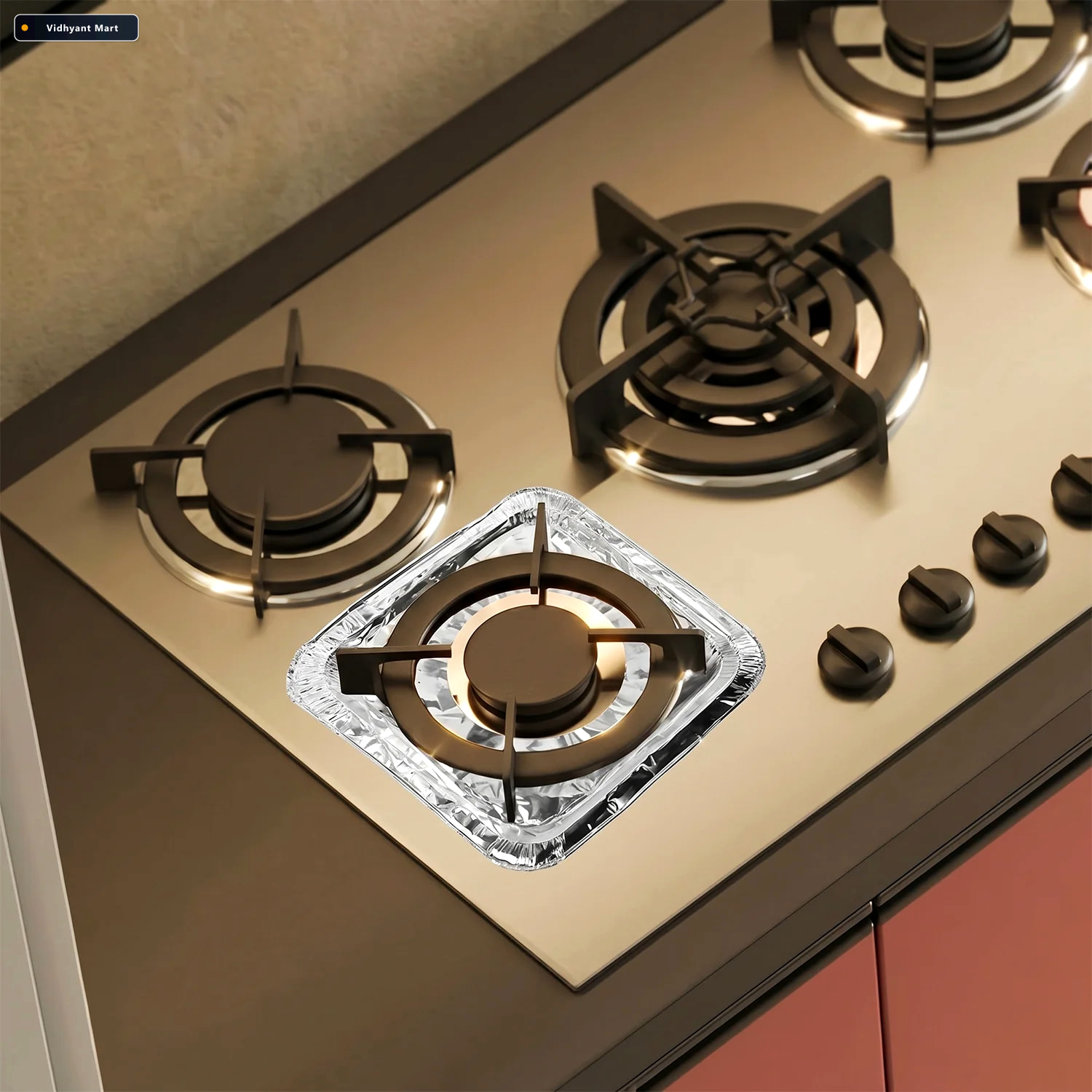 Vidhyant Mart Aluminium Gas Stove Protector Covers 10 Pc Disposa 3