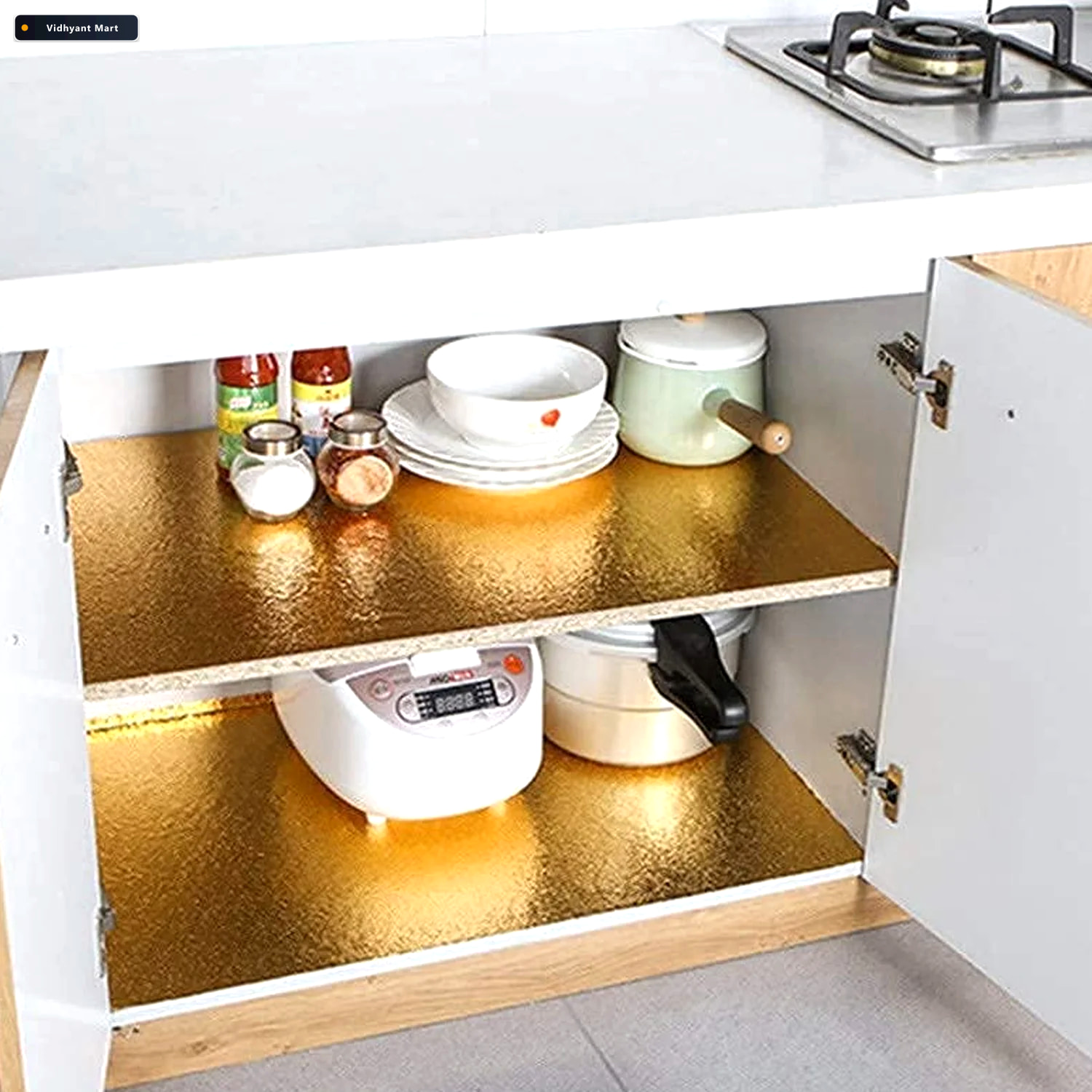 Vidhyant Mart Aluminum Foil Sticker Oil Proof Waterproof Kitchen 1