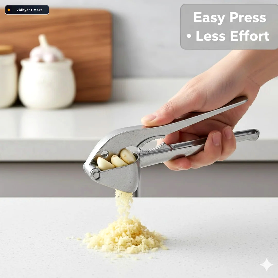 Vidhyant Mart Aluminum Garlic Press Easy To Use Kitchen Tool Too 4