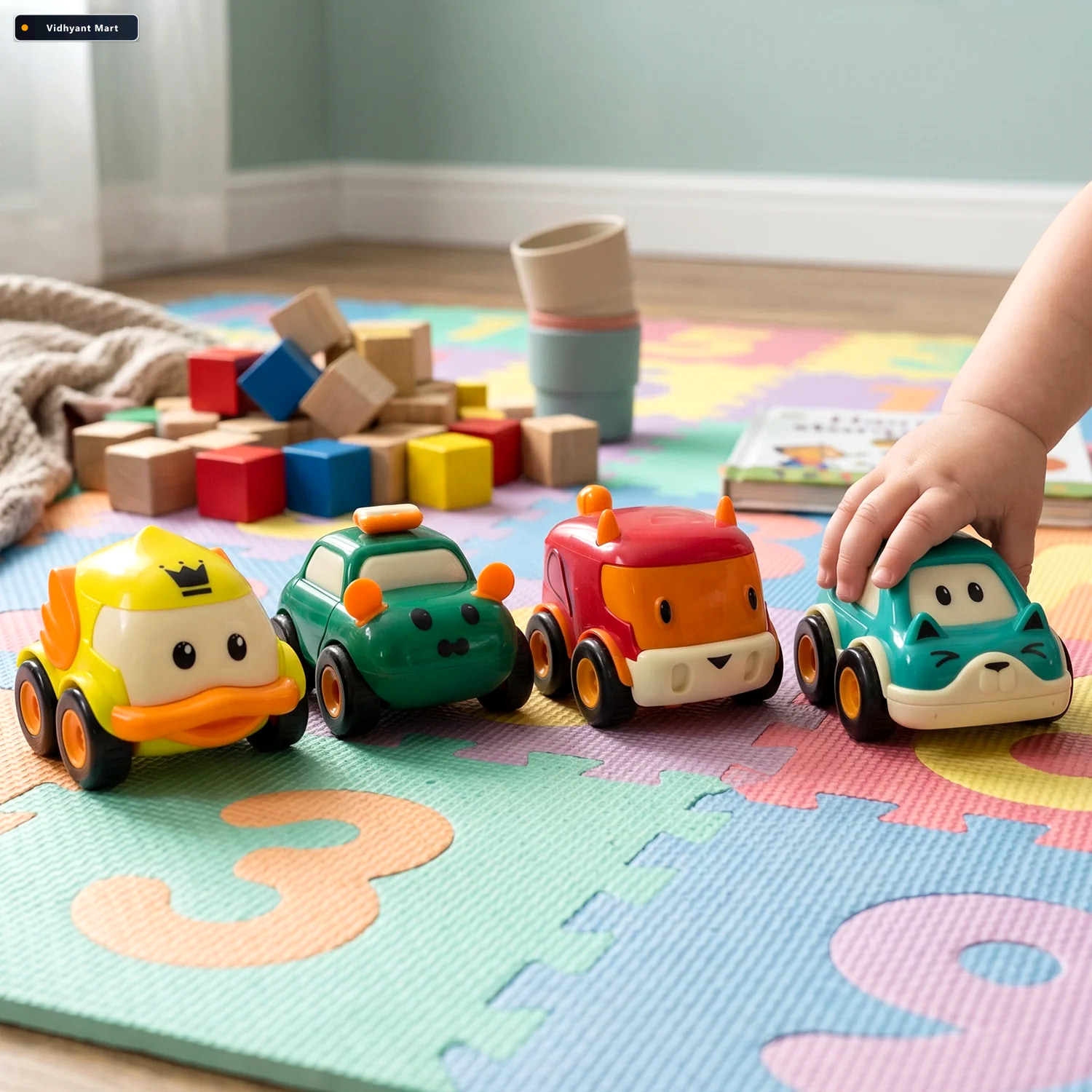 Vidhyant Mart Animal Cartoon Pull Back Toy Car Set 4 Vibrant Min 1