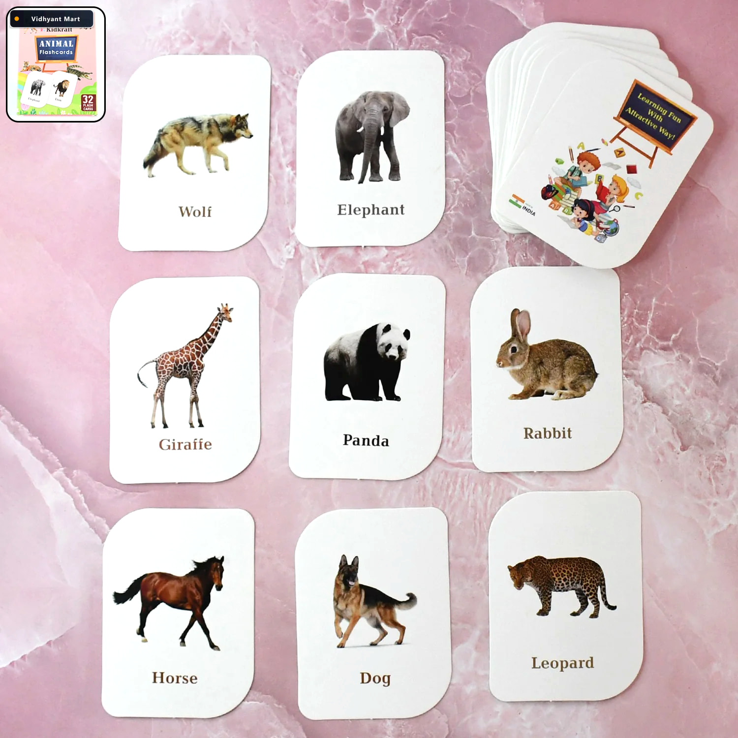 Vidhyant Mart Animal Flash Cards 32 Durable Laminated Educationa 1