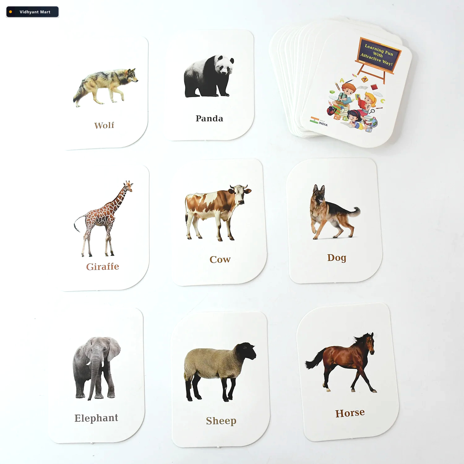 Vidhyant Mart Animal Flash Cards 32 Durable Laminated Educationa 4