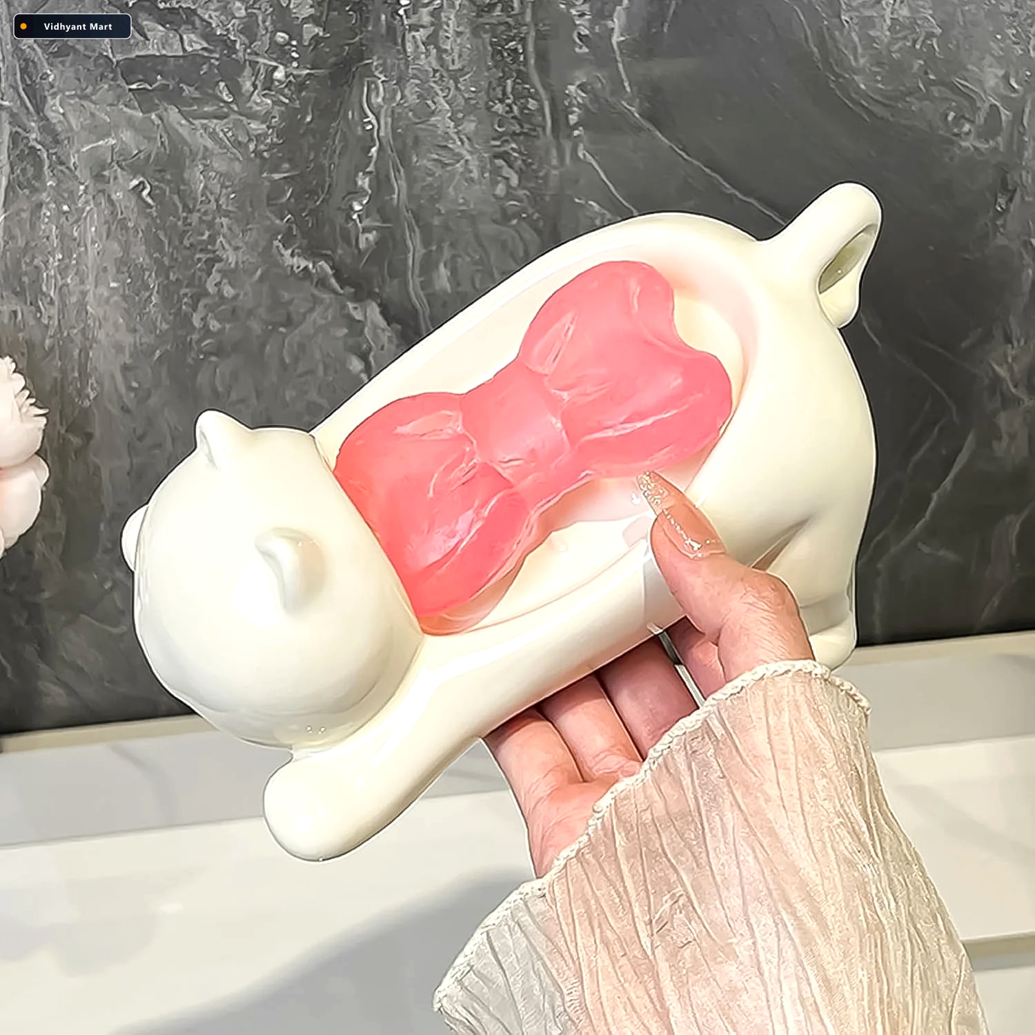 Vidhyant Mart Animal Shape Soap Dish Holder Cute Bear Design Wit 3