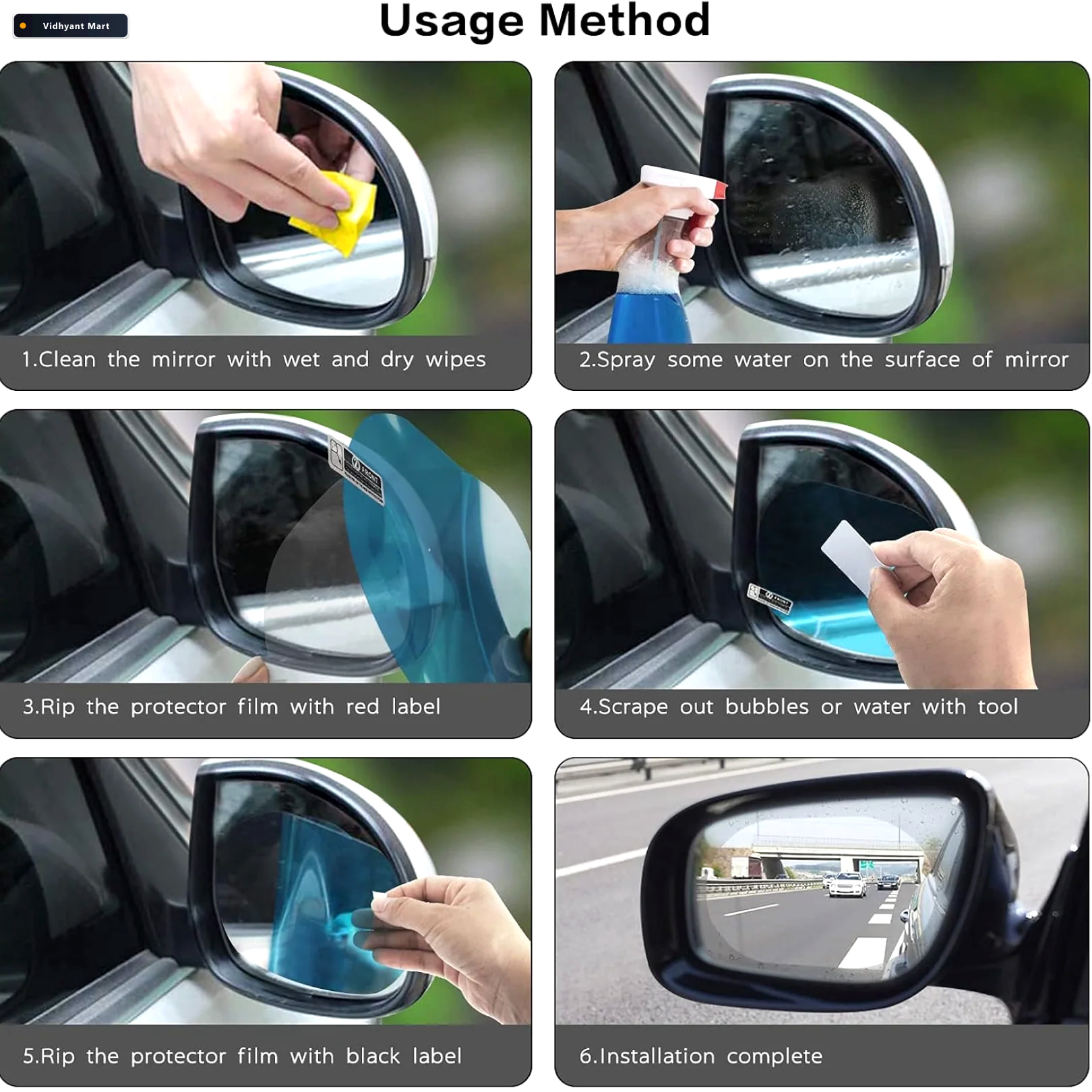 Vidhyant Mart Anti Fog Rearview Mirror Film Hd Clear Protective 3