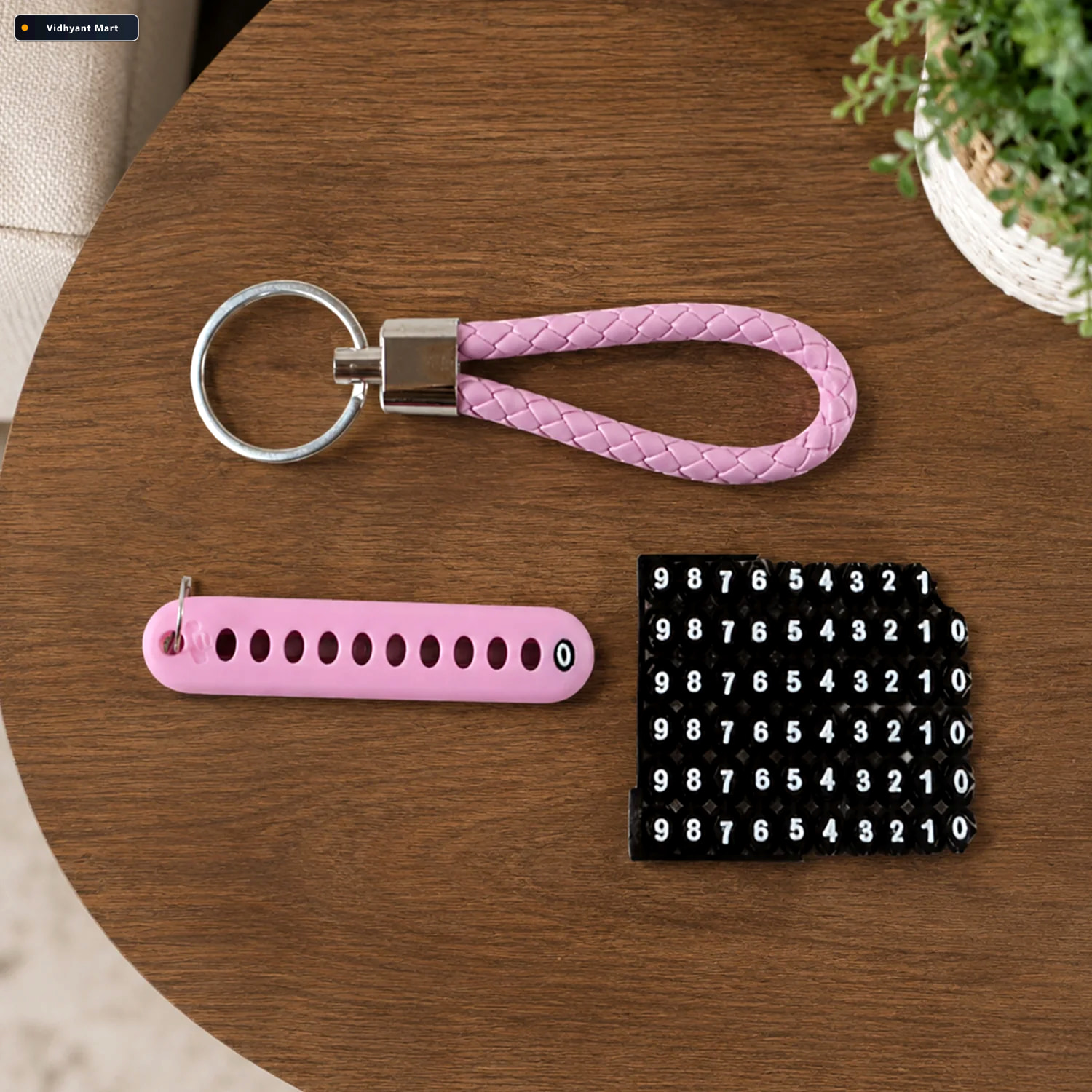 Vidhyant Mart Anti Lost Keychain With Number Keyword And Braided 3