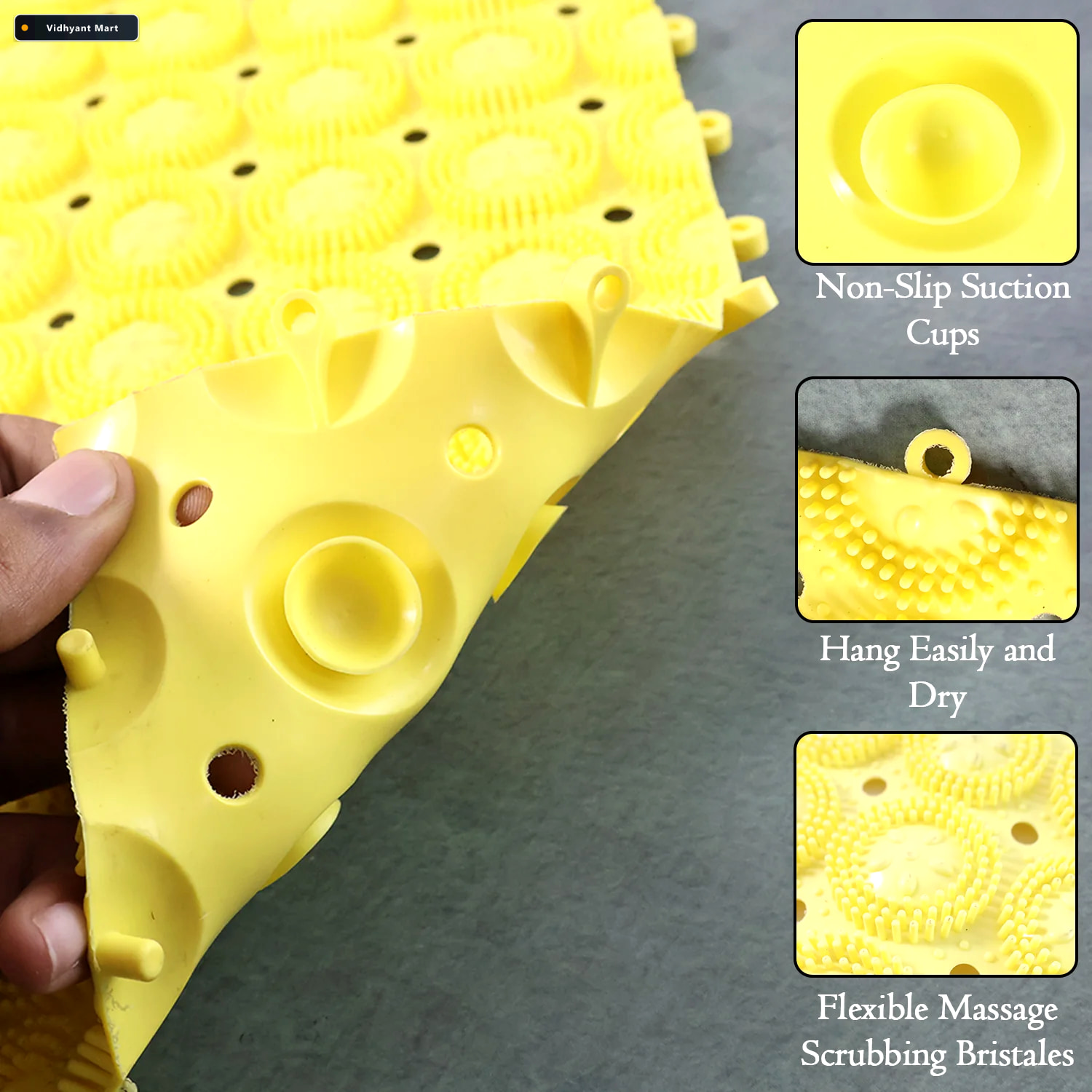 Vidhyant Mart Anti Slip Bathroom Massage Mat Safety Soothing Com 2