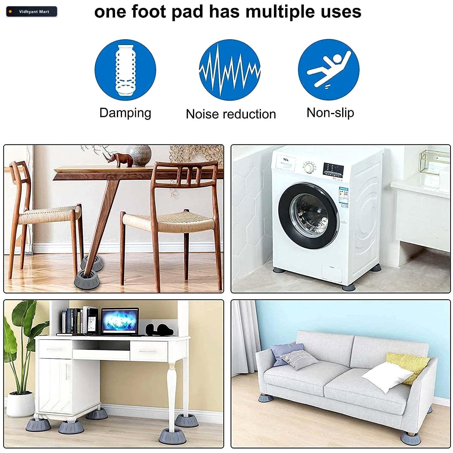 Vidhyant Mart Anti Vibration Pads Washer Dryer Stabilizers Glimm 2