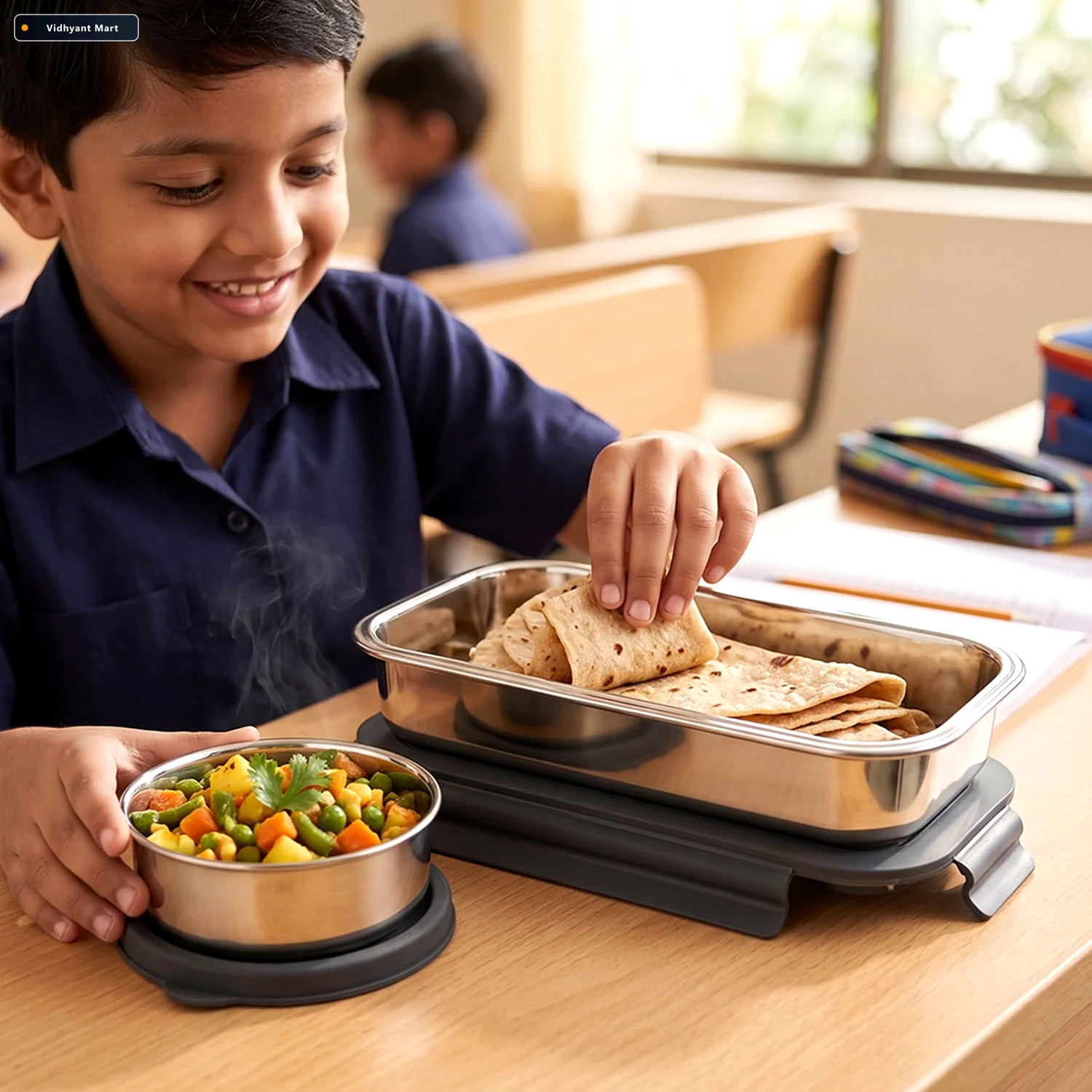Vidhyant Mart Apex Flexi Stainless Steel Lunch Box Set With Cont 3