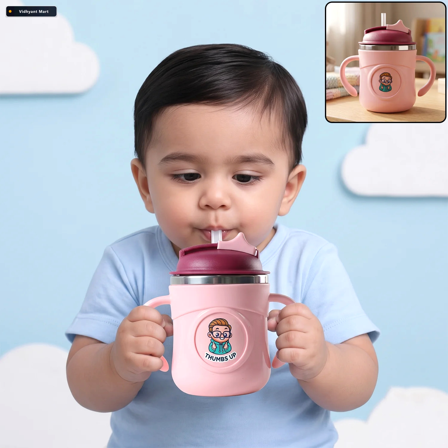 Vidhyant Mart Apex Rio Sipper Cup 250 Ml Kids Straw Bottle With 1