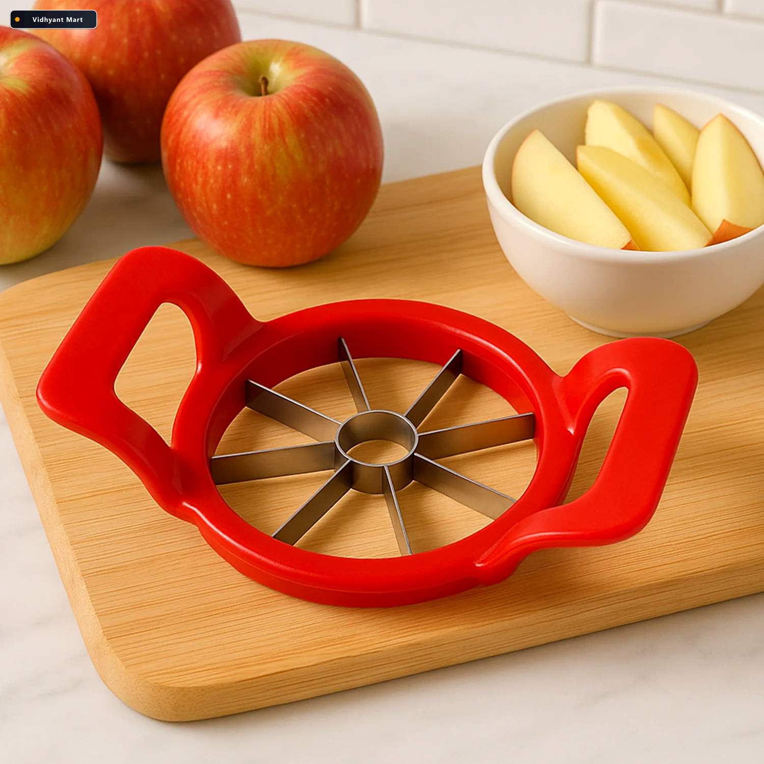 Vidhyant Mart Apple Cutter Multi Color With 8 Sharp Stainless Bl 1