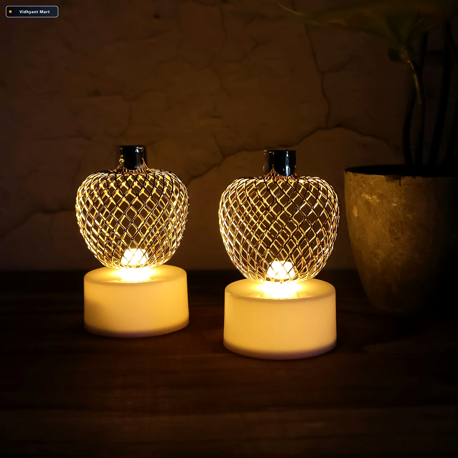 Vidhyant Mart Apple Led Tealight Candles Flameless Festive Glow 4