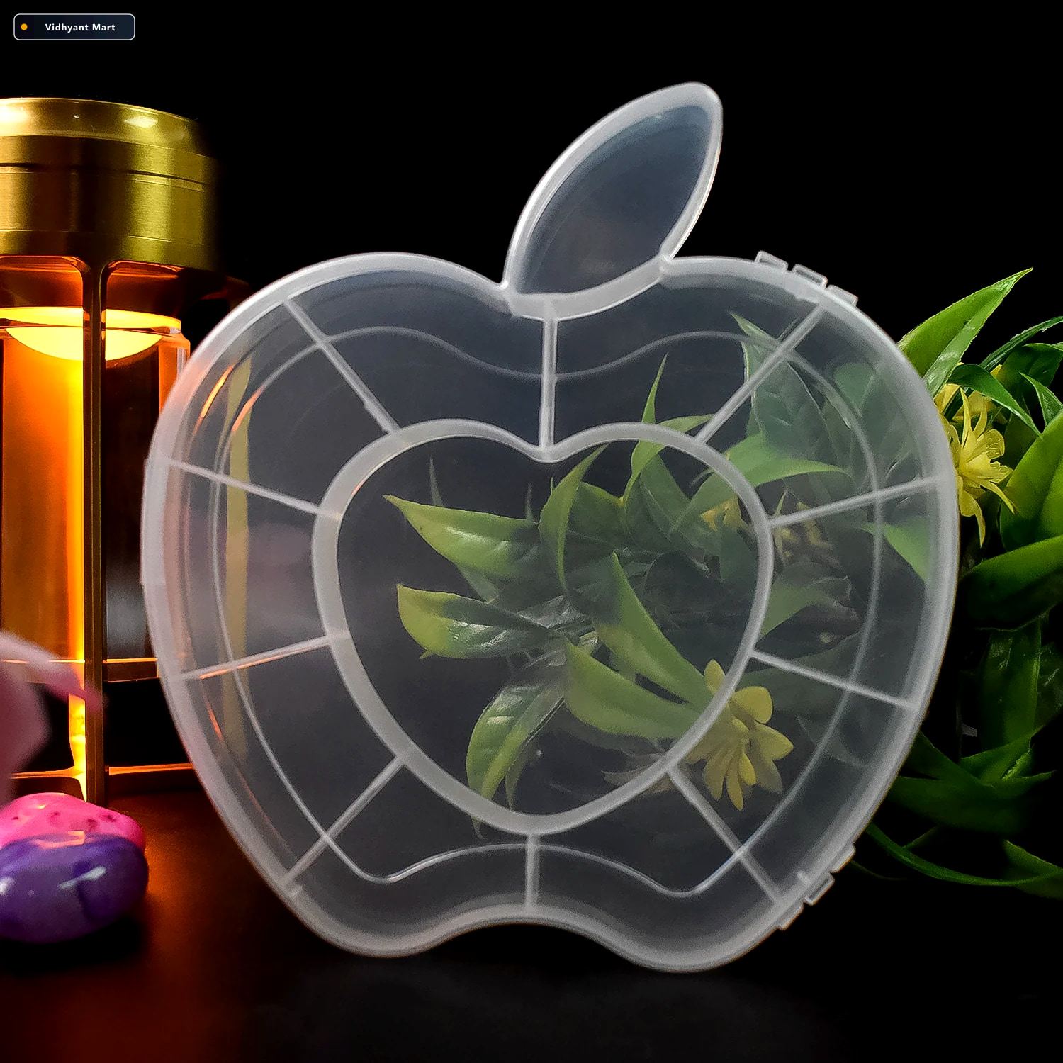 Vidhyant Mart Apple Shape Jewellery Box Transparent Plastic Orga 2
