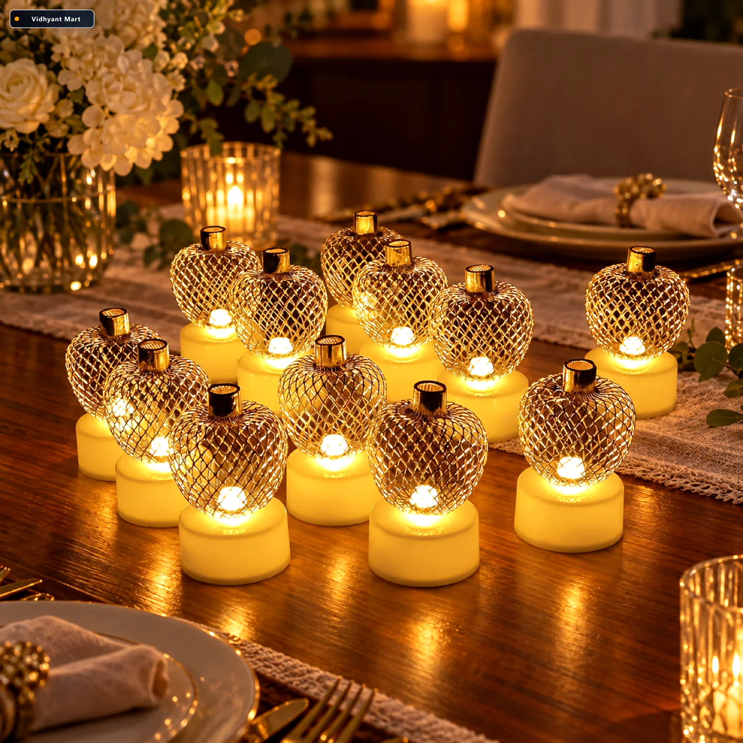 Vidhyant Mart Apple Shape Led Tealight Candles Flameless Decorat 1