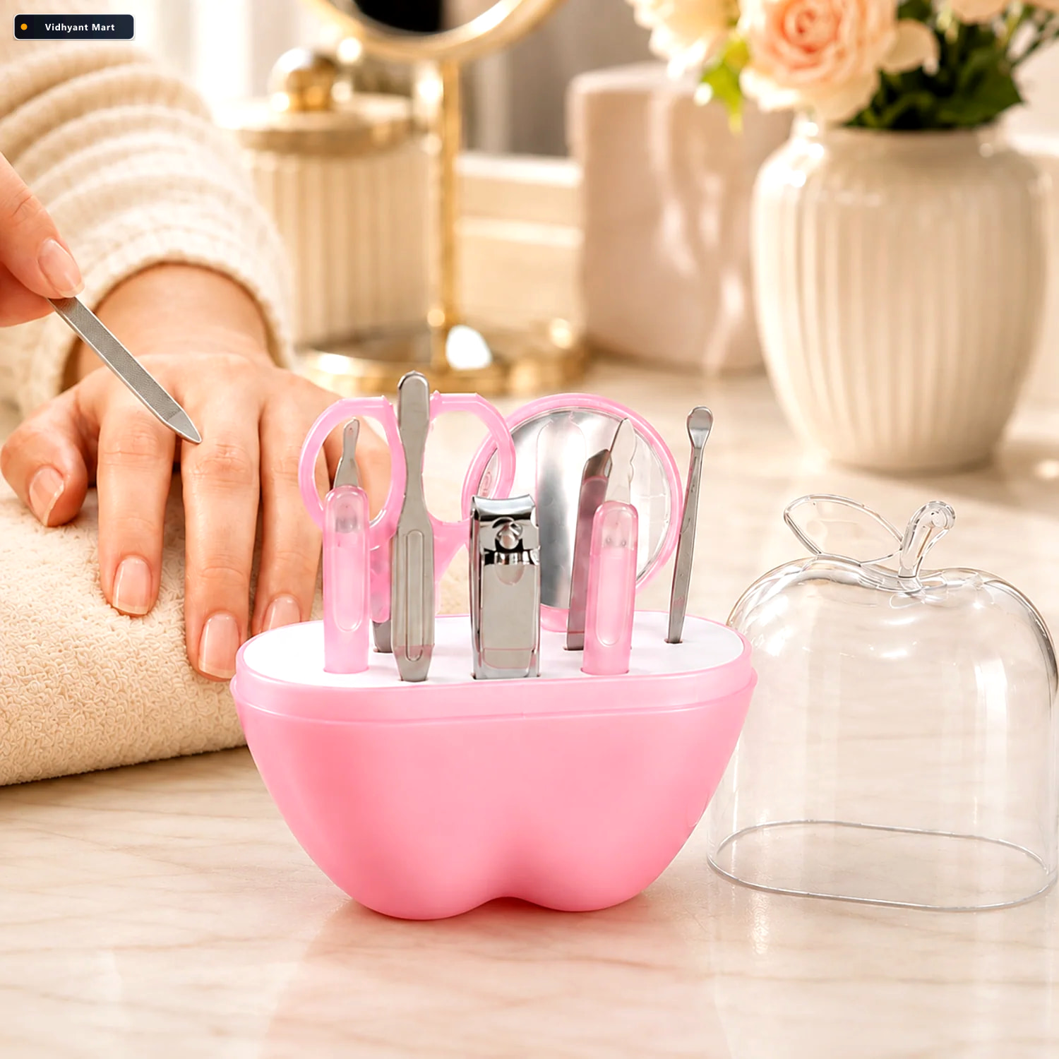Vidhyant Mart Apple Shape Manicure Set 8 In 1 Stainless Steel Ki 1