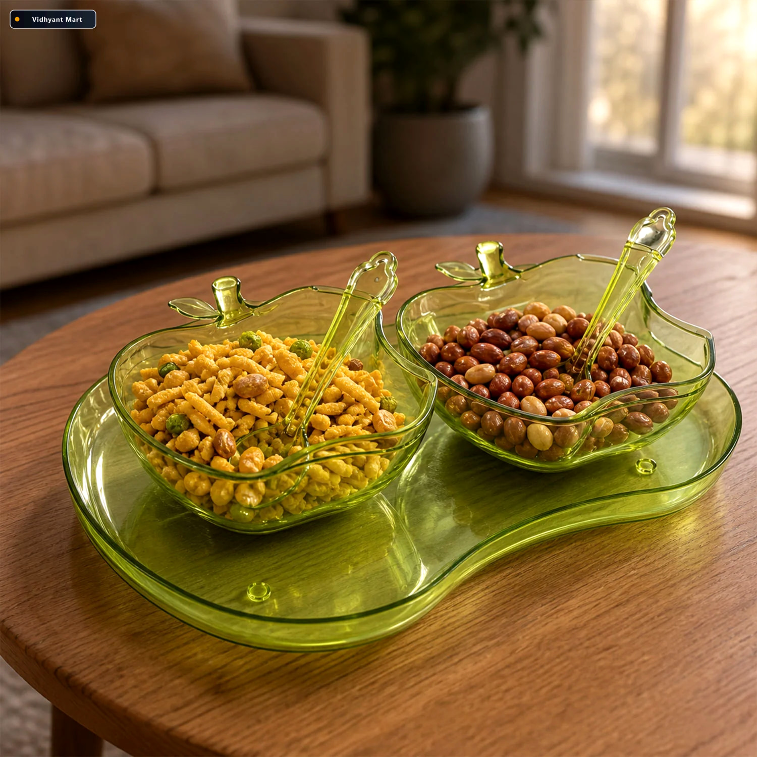 Vidhyant Mart Apple Shape Serving Set 2pc Dinnerware Indo Glow 3