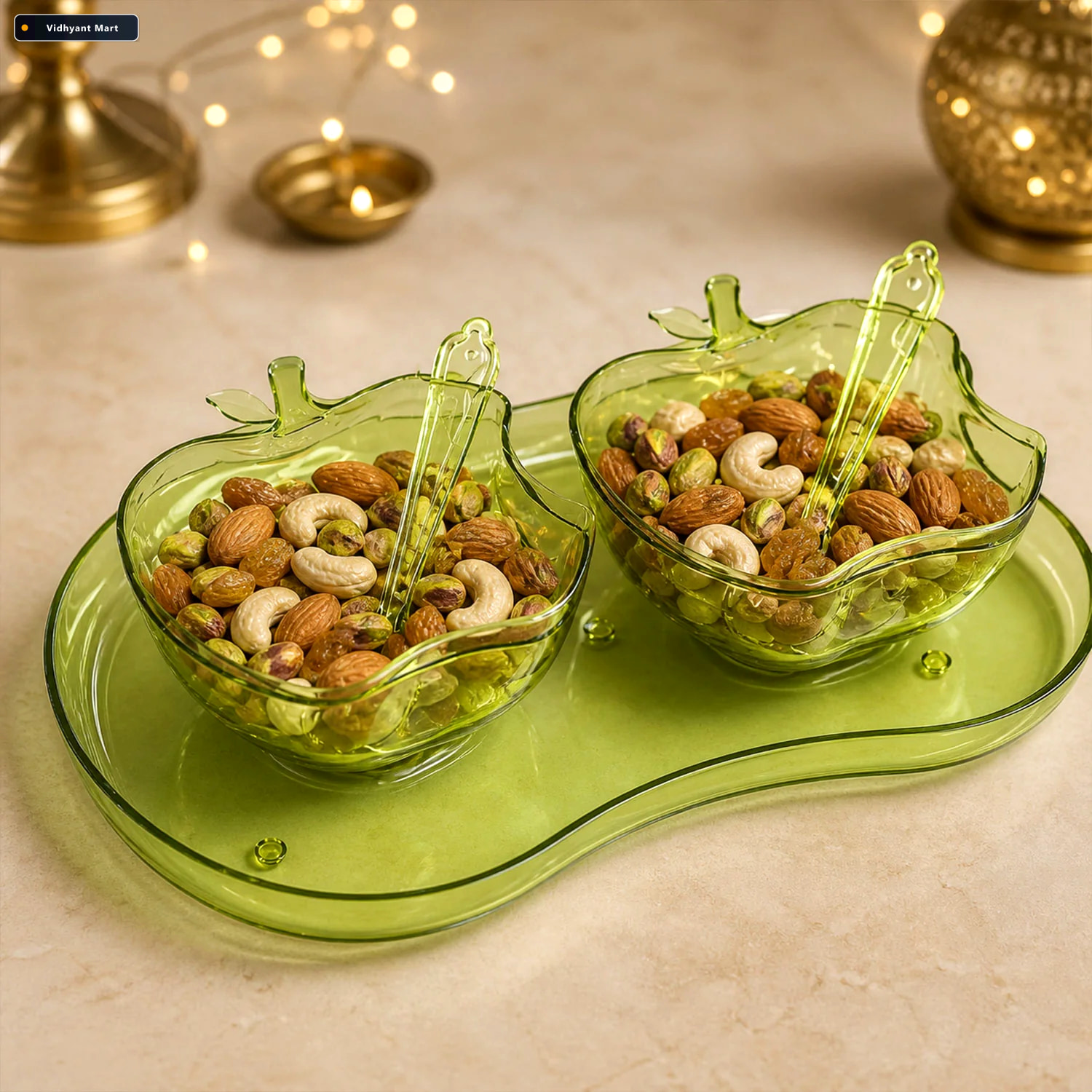 Vidhyant Mart Apple Shape Serving Set 2pc Dinnerware Indo Glow 4