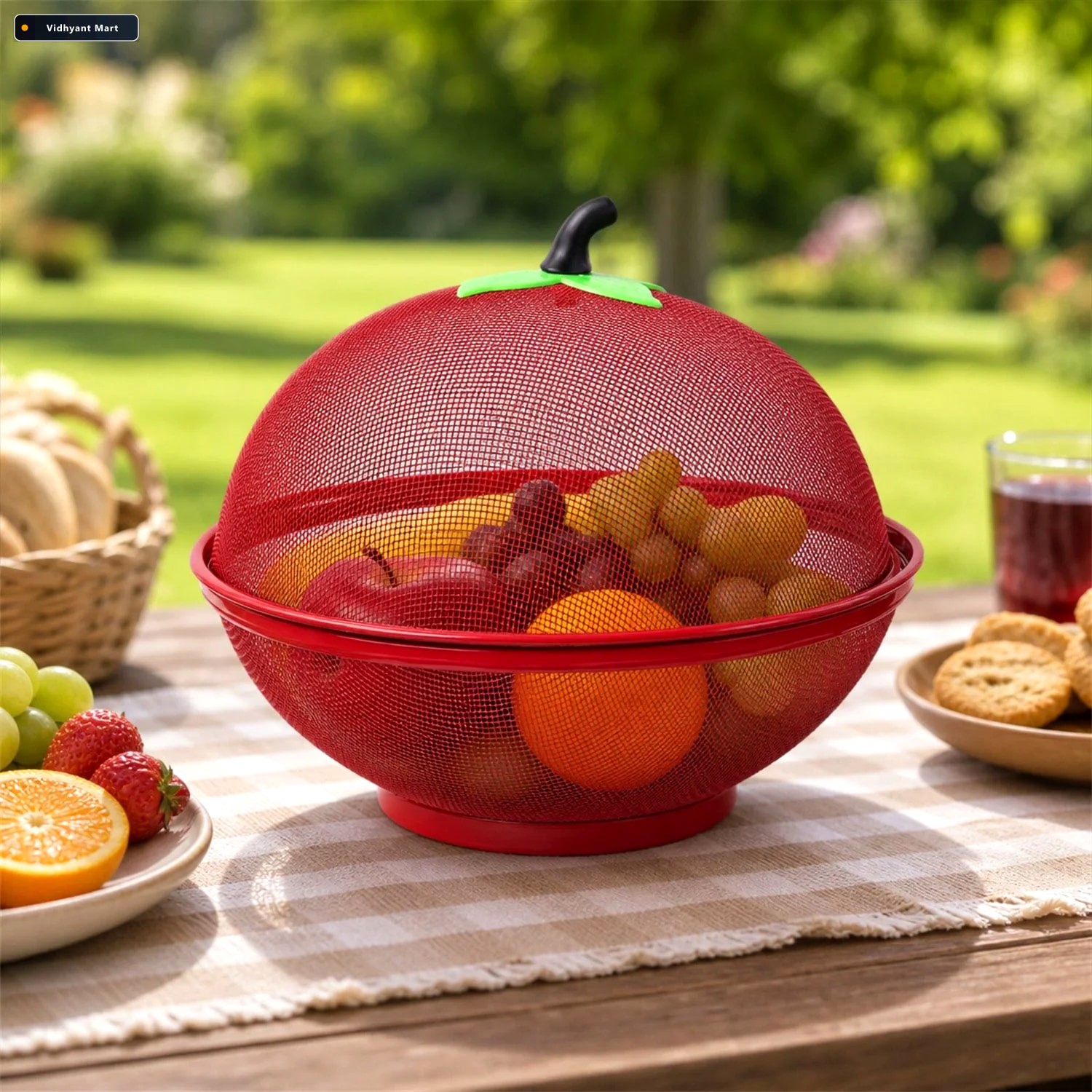 Vidhyant Mart Apple Shaped Metal Net Fruit Basket Stylish Kitche 1