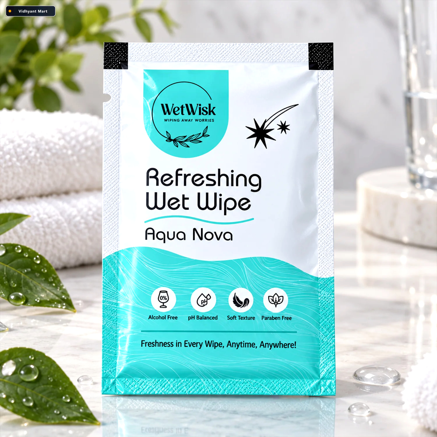 Vidhyant Mart Aqua Nova Refreshing Wet Wipe Gentle Travel Friend 1