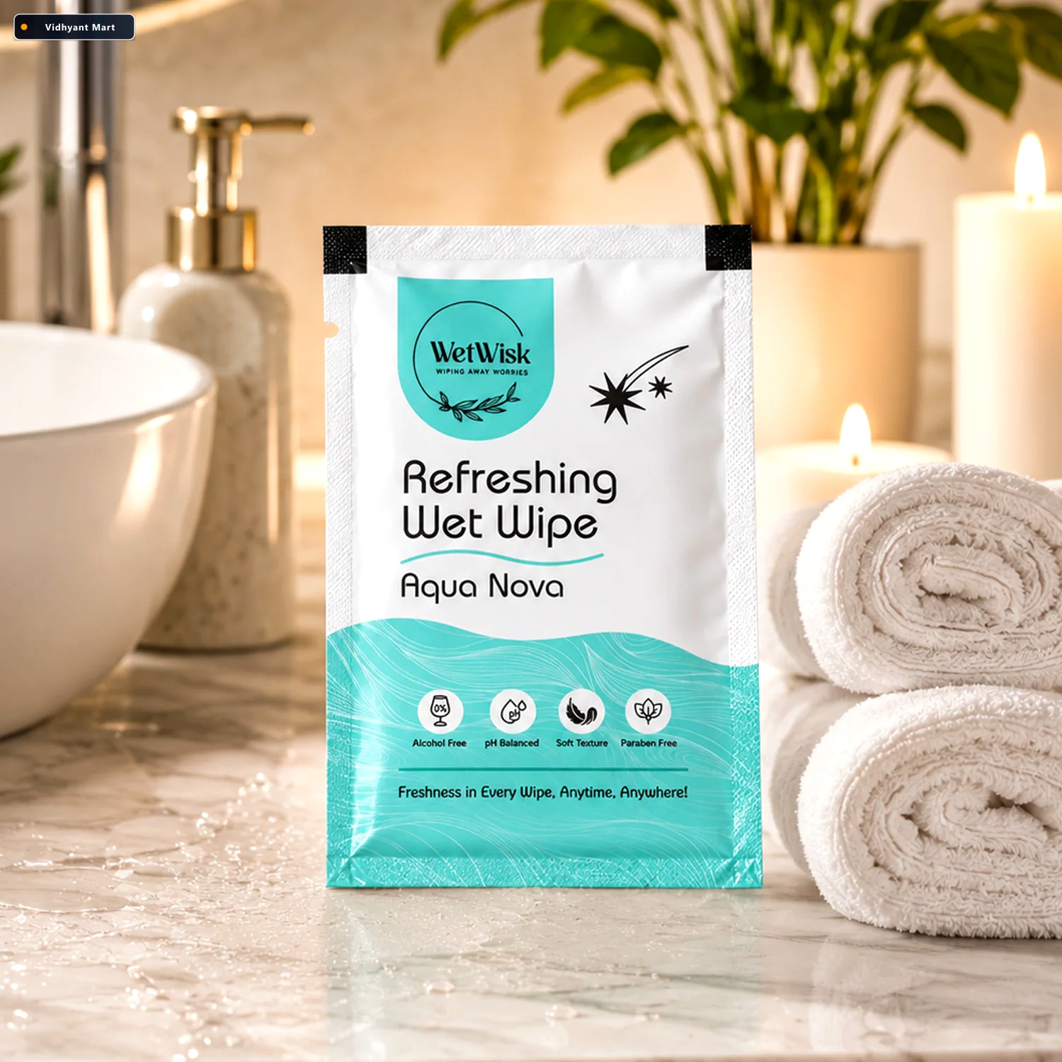 Vidhyant Mart Aqua Nova Refreshing Wet Wipe Gentle Travel Friend 2