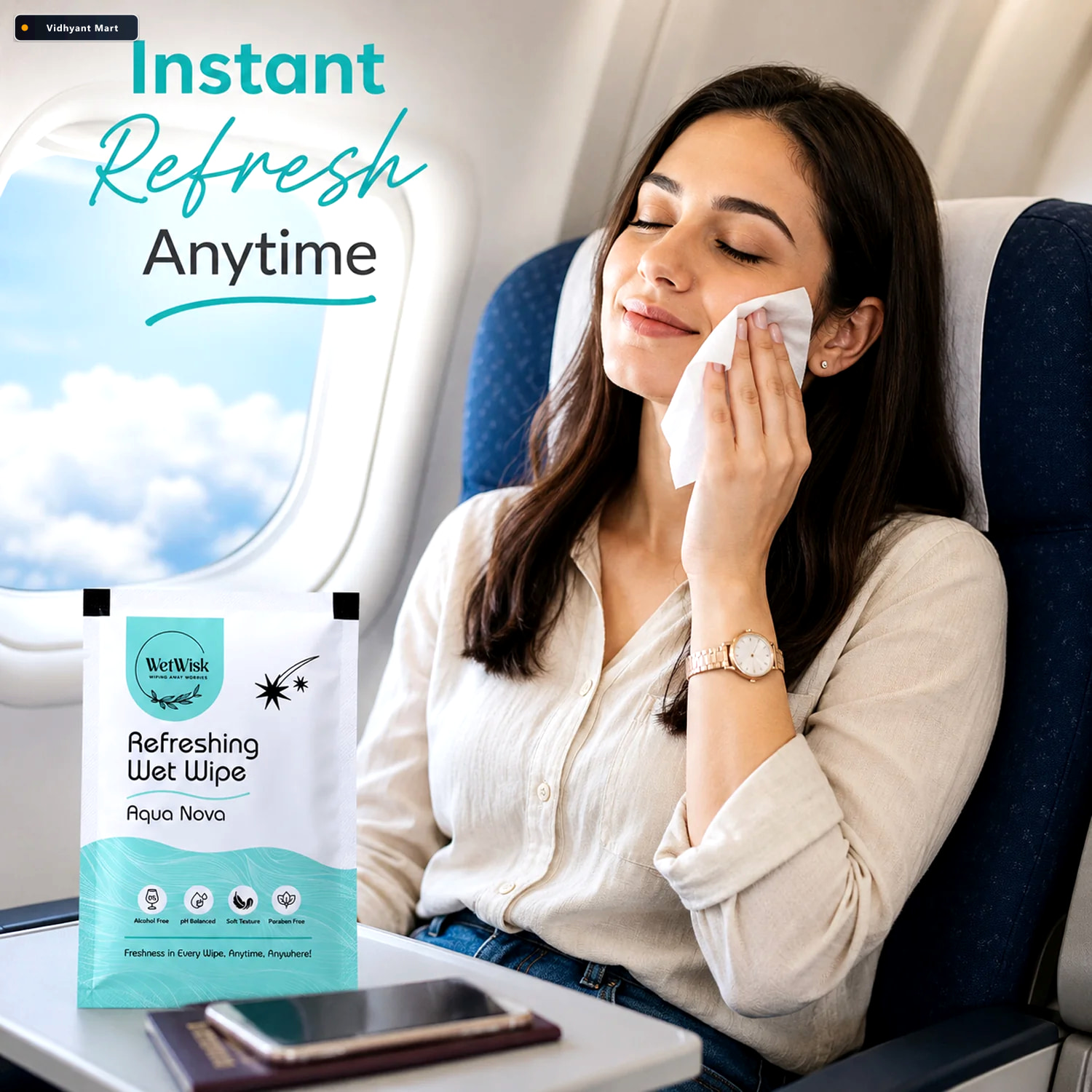 Vidhyant Mart Aqua Nova Refreshing Wet Wipe Gentle Travel Friend 3