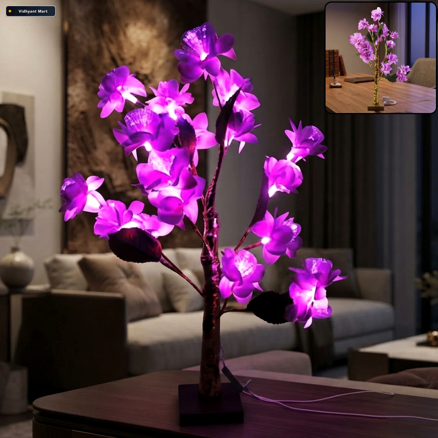 Vidhyant Mart Artificial Flower Led Decorative Lamp For Home Bed 1