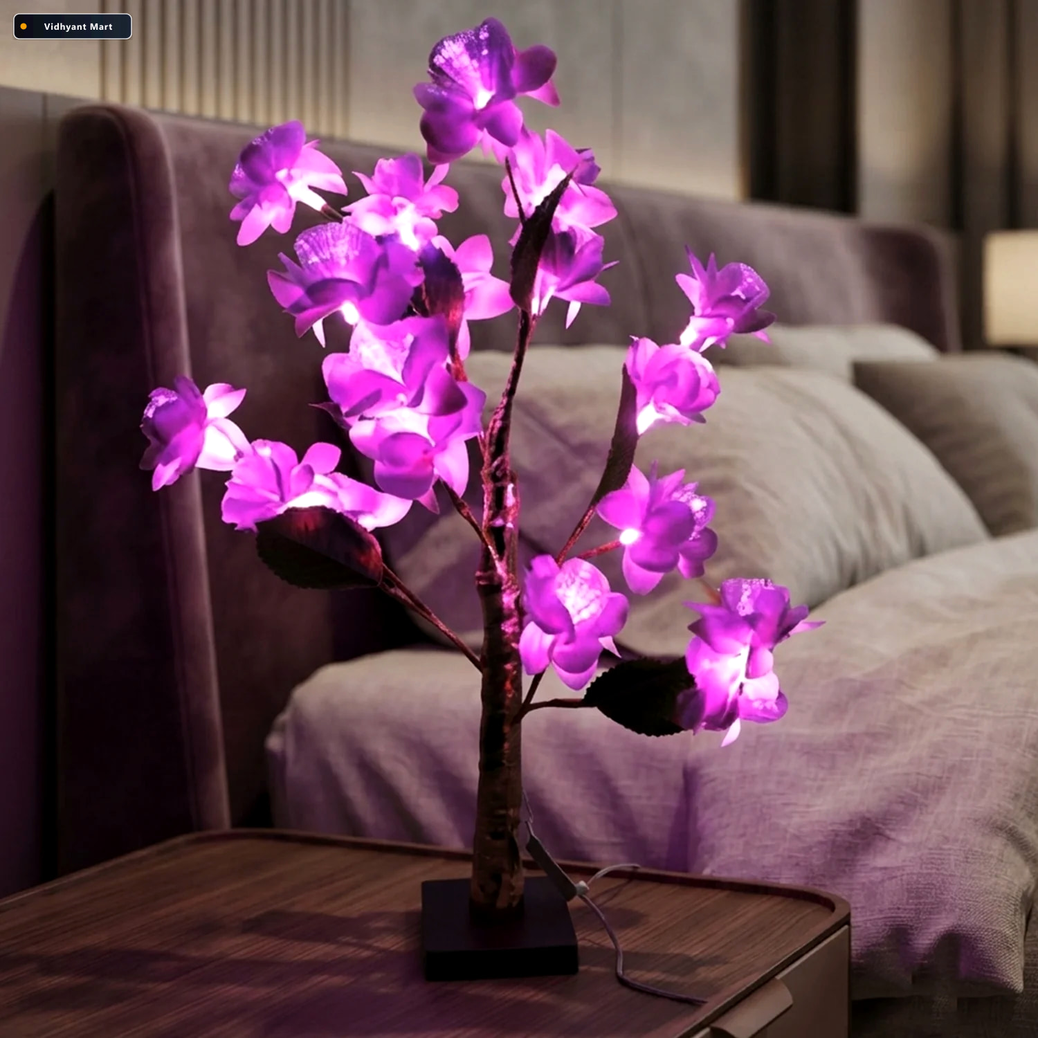 Vidhyant Mart Artificial Flower Led Decorative Lamp For Home Bed 2