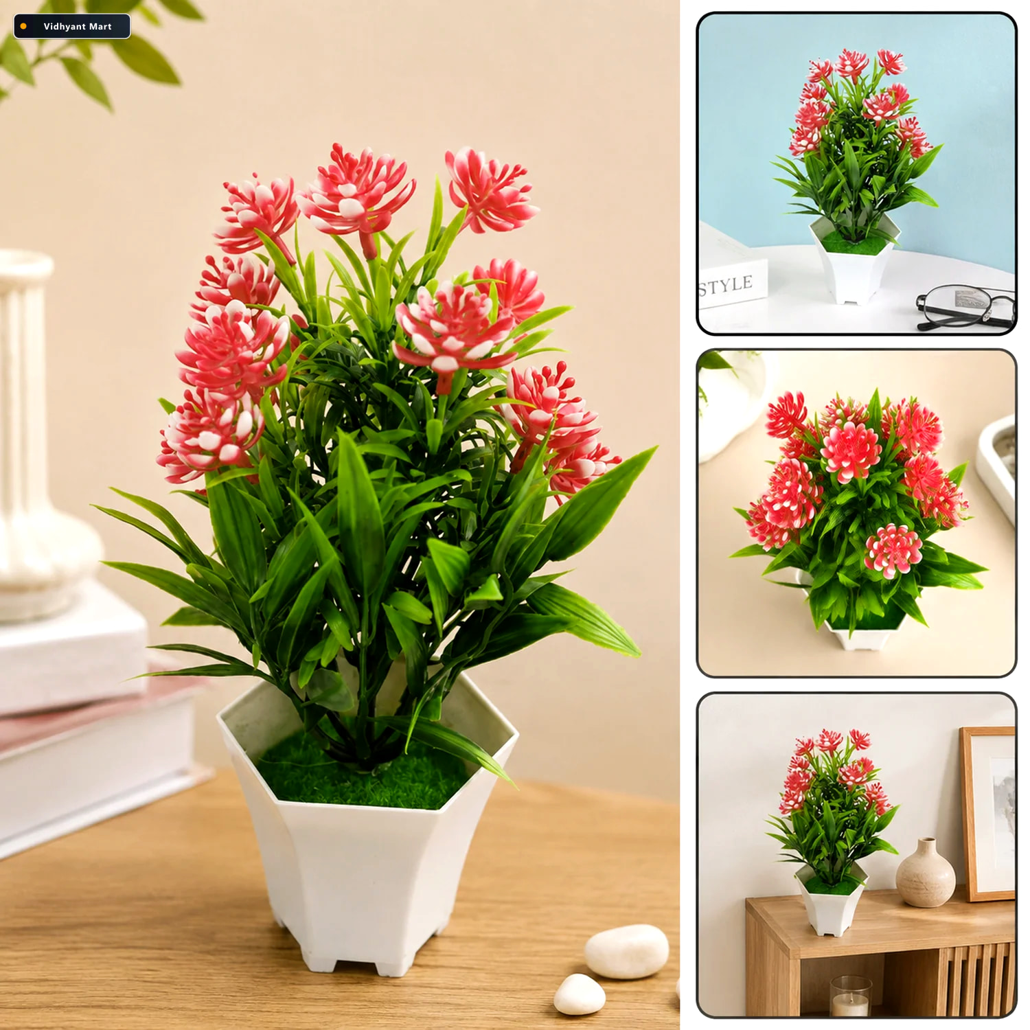 Vidhyant Mart Artificial Flower Plant Cute Pot Decor For Home St 1