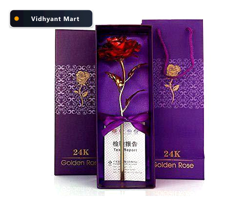 Vidhyant Mart Artificial Golden Rose 24k Plated Everlasting Gift 1