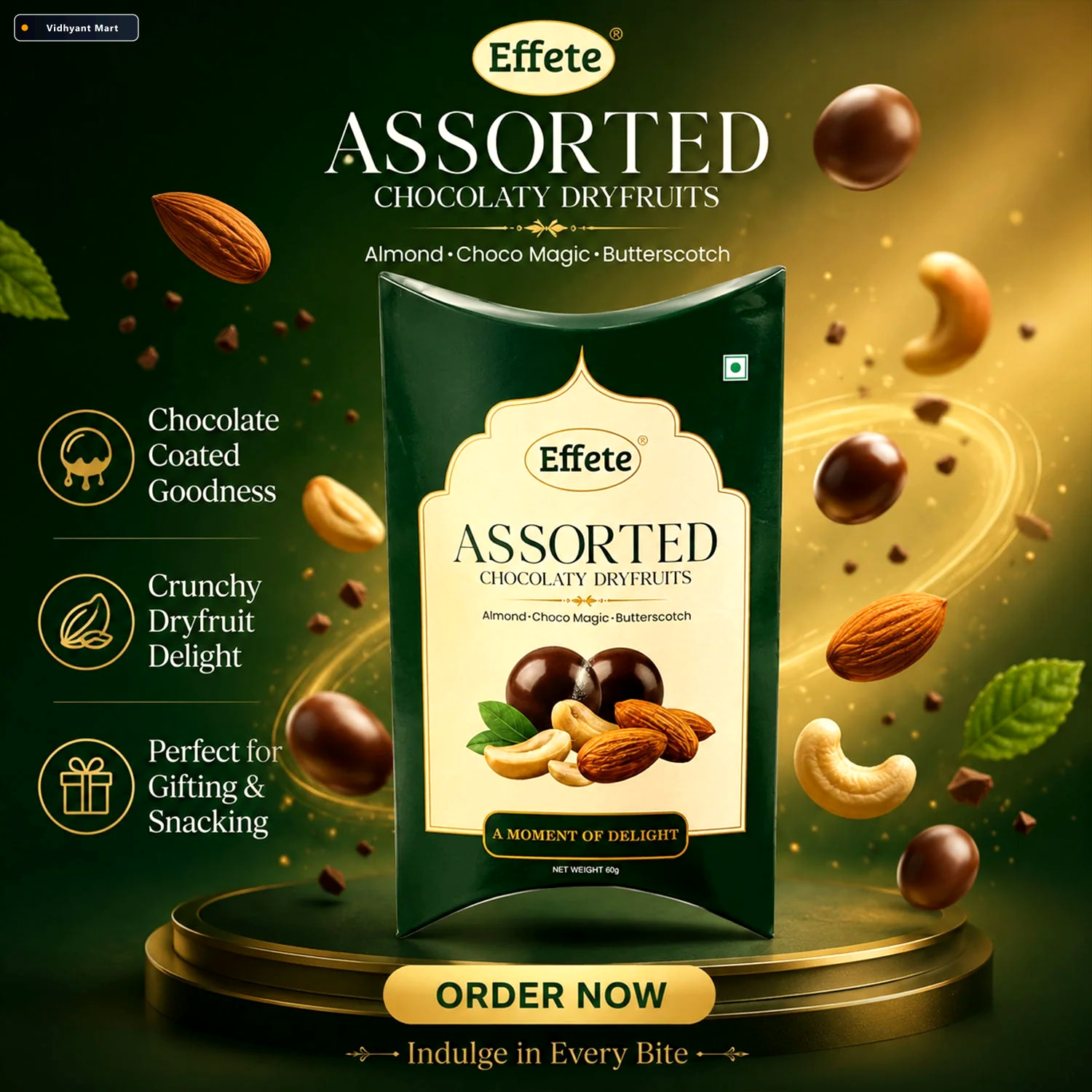 Vidhyant Mart Assorted Chocolaty Dryfruits Almond Choco Magic Bu 3