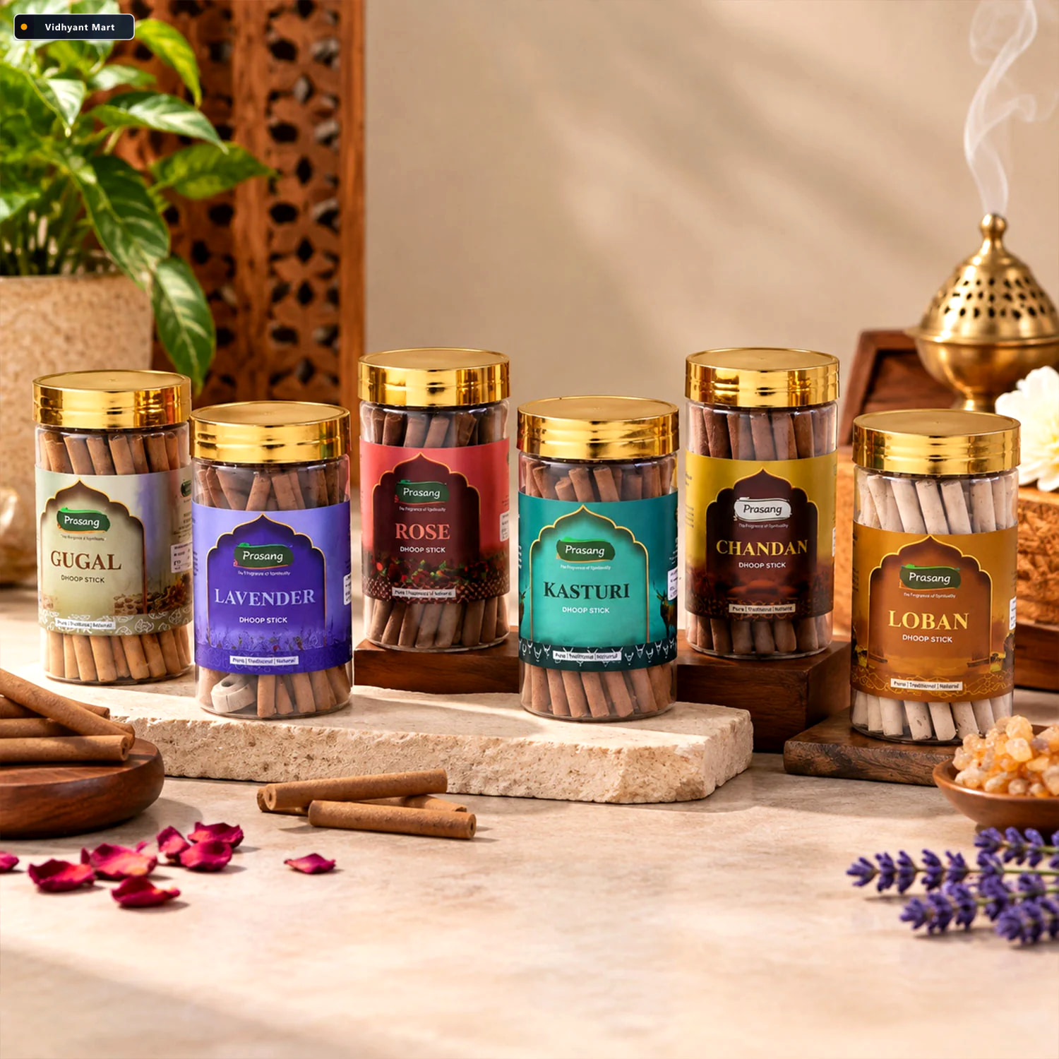 Vidhyant Mart Assorted Fragrance Dhoop Sticks Jar Combo For Dail 2