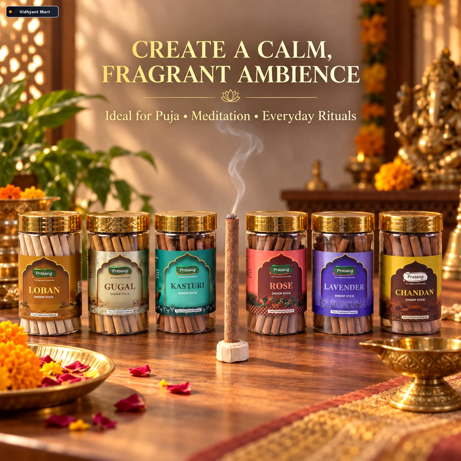 Vidhyant Mart Assorted Fragrance Dhoop Sticks Jar Combo For Dail 3